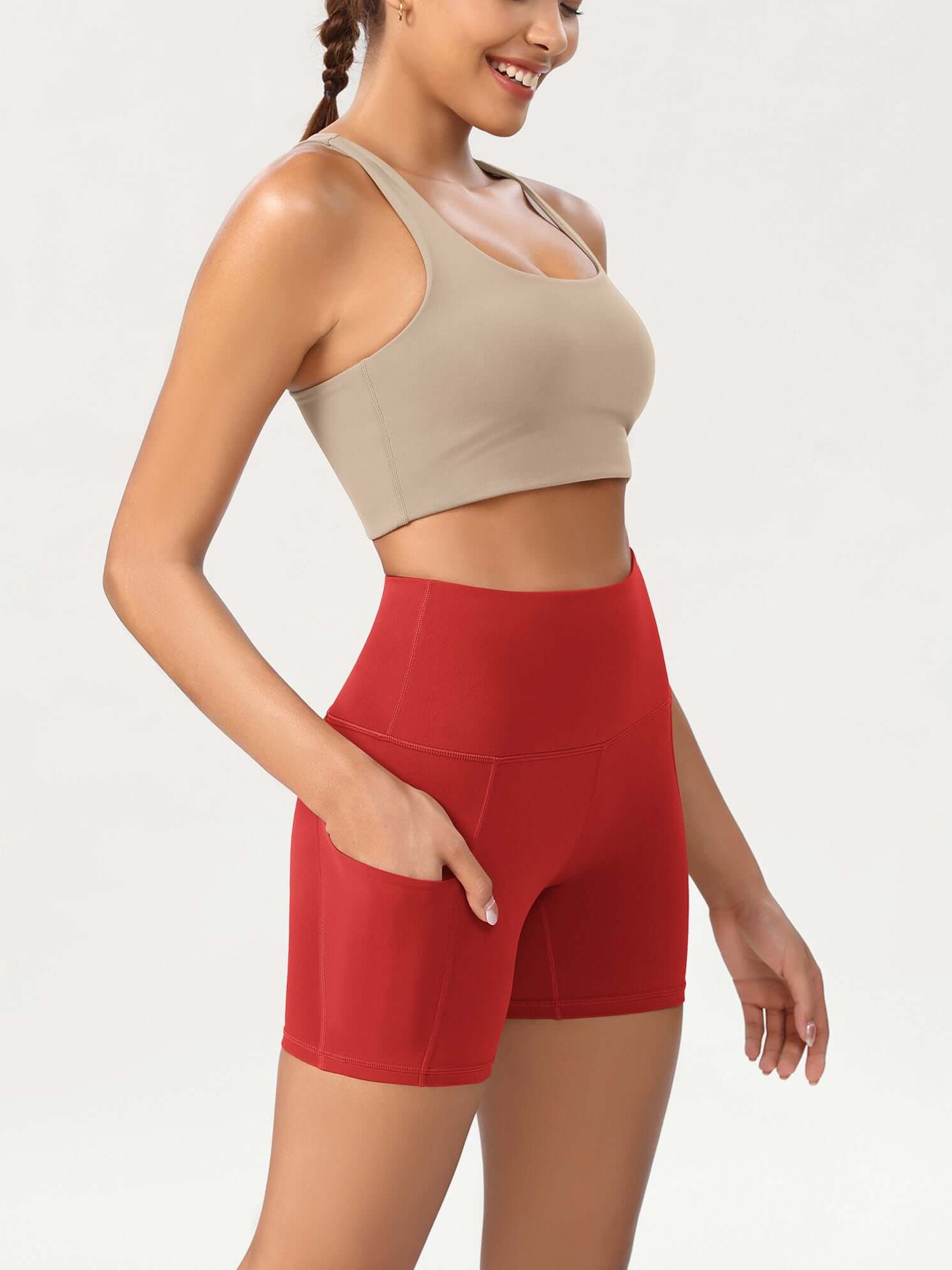 5 High Waist Control Shorts with Pockets - ododos