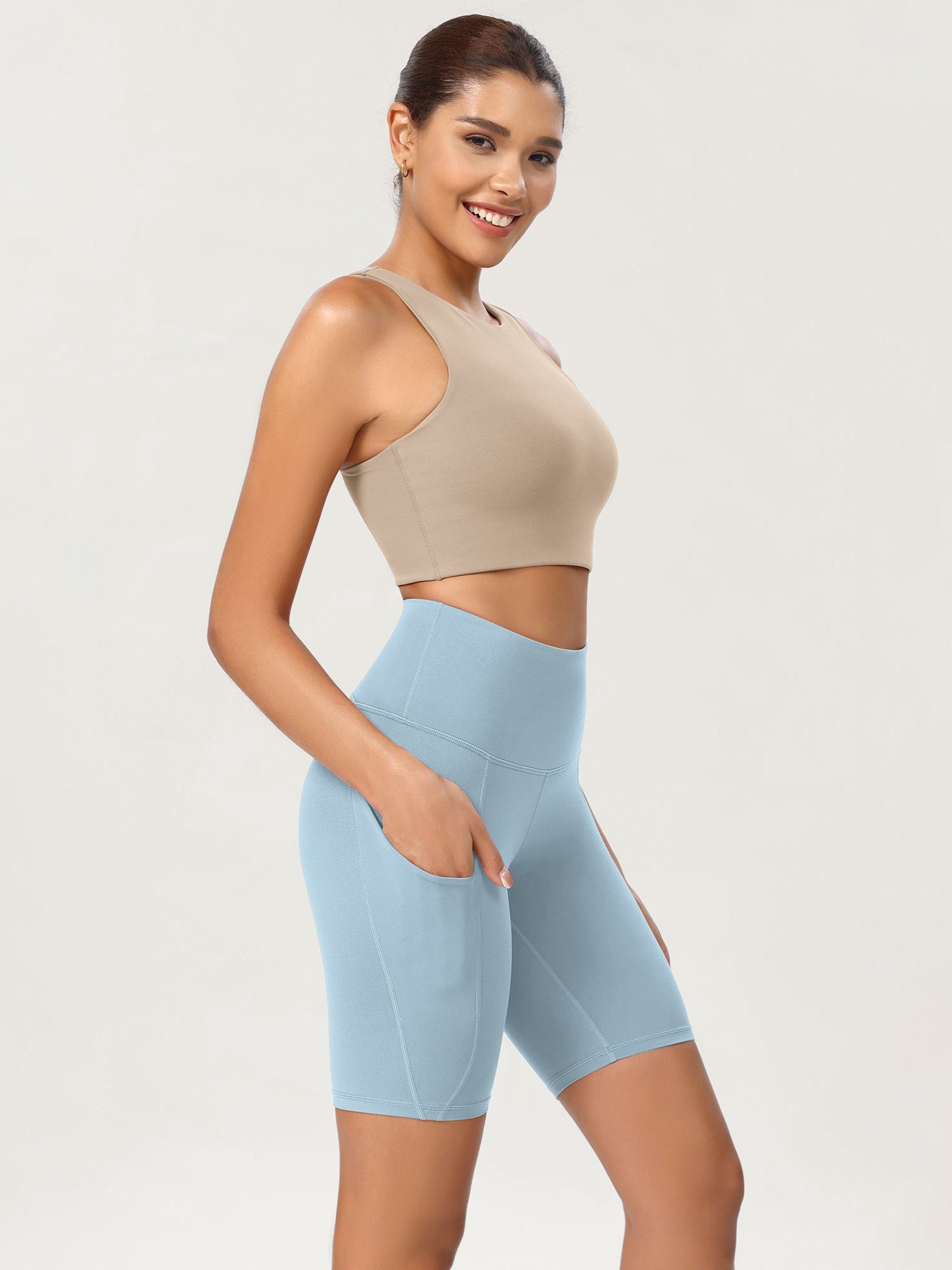 8 Tummy Control 2.0 High Waist Athletic Workout Shorts with Pockets - ododos