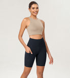 8 Tummy Control 2.0 High Waist Athletic Workout Shorts with Pockets Deep Navy - ododos