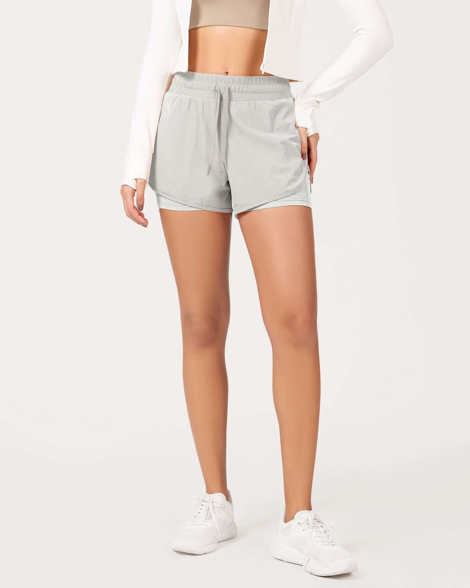 2 in 1 Athletic Shorts with Pockets - ododos