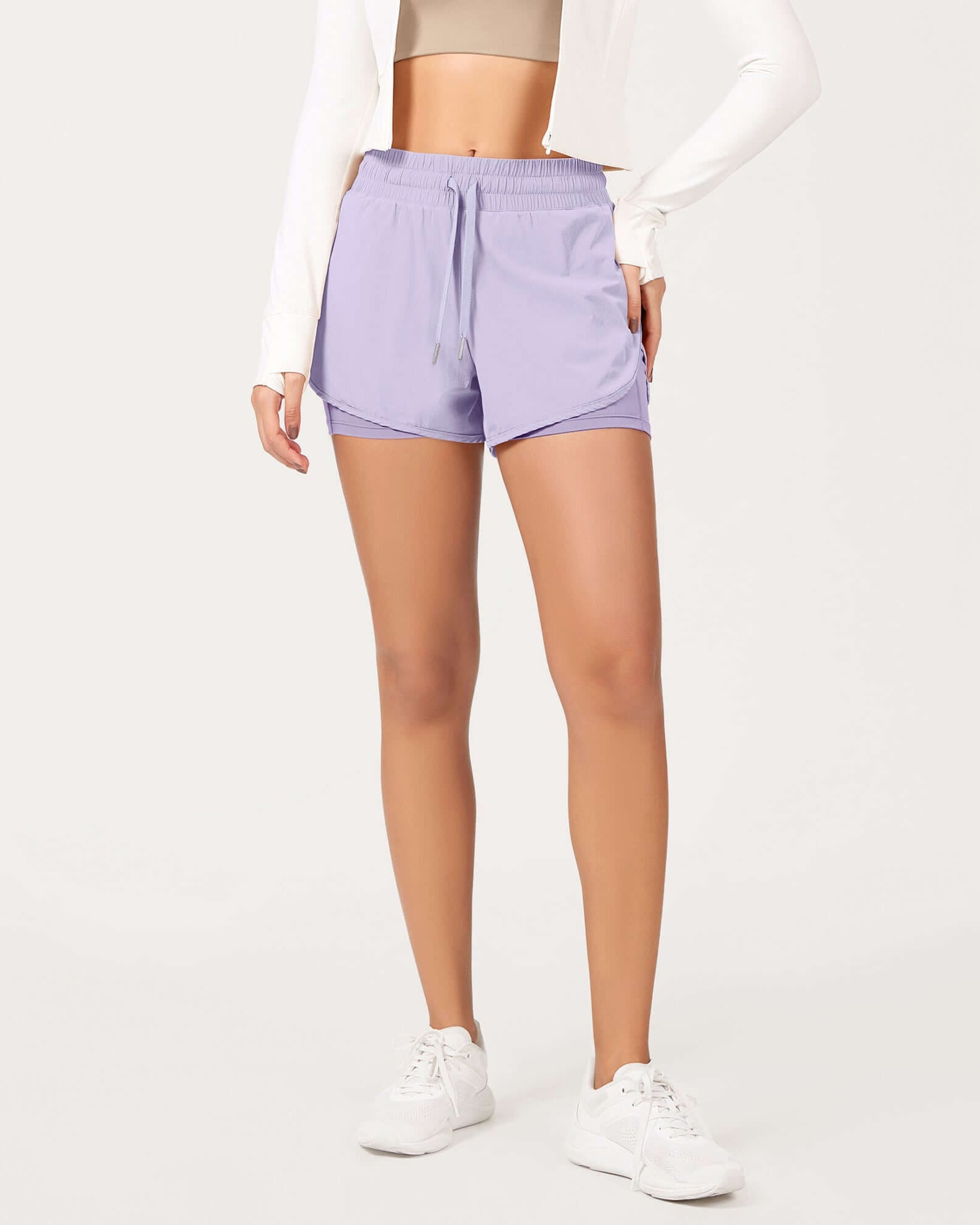 2 in 1 Athletic Shorts with Pockets - ododos
