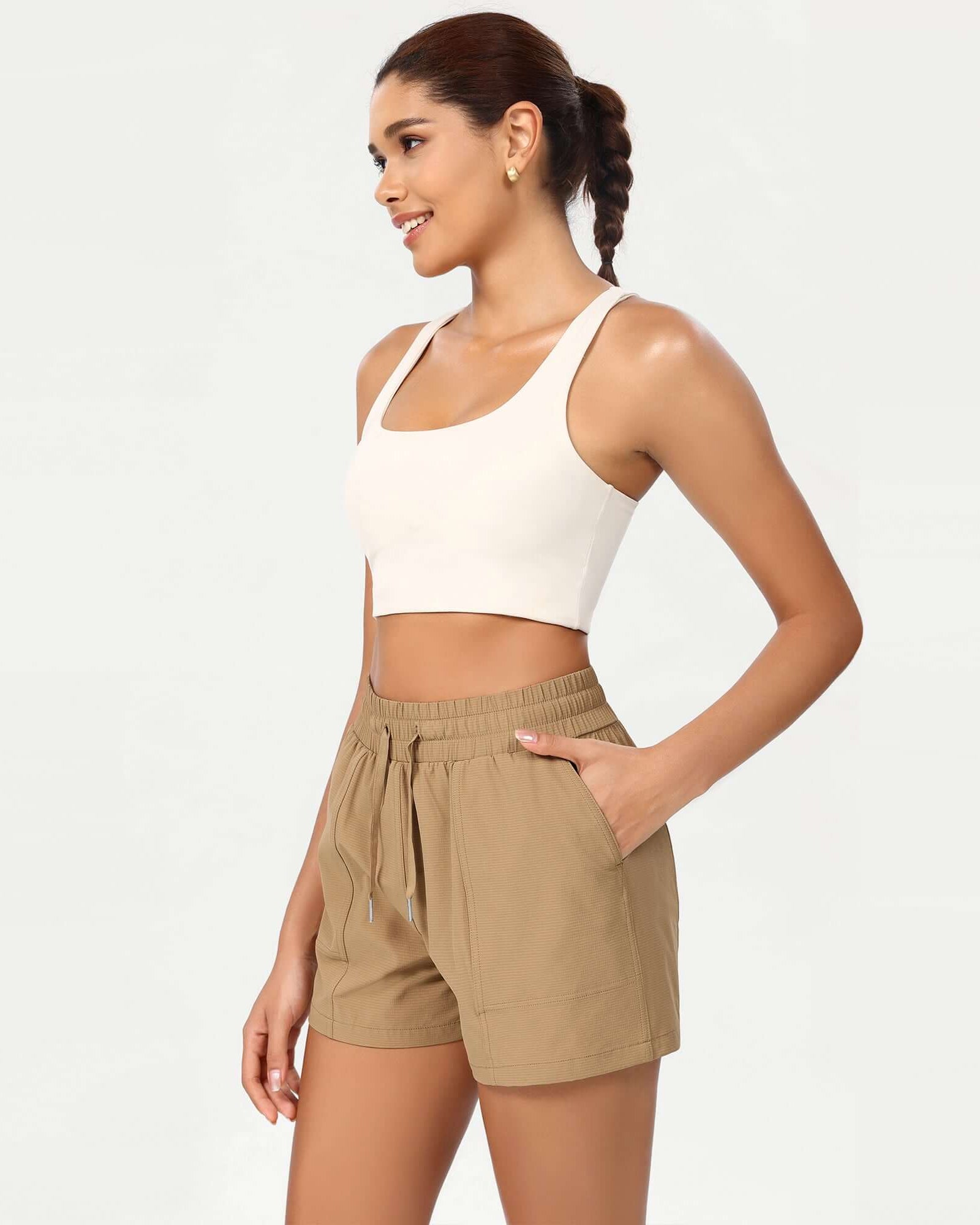 Quick Dry Casual Athletic Shorts Tan - ododos