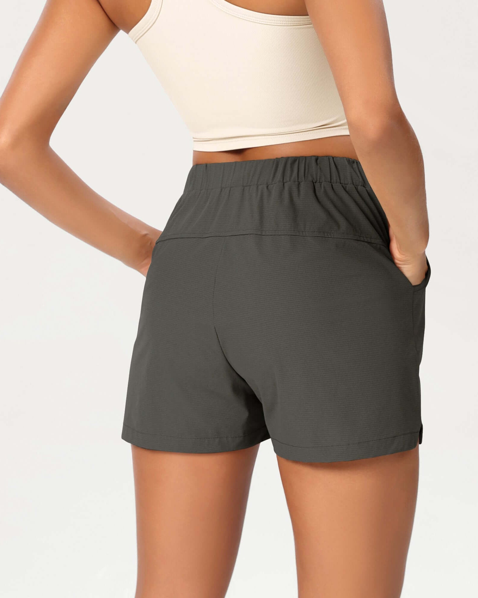 Stretch Woven High Waist Relaxed Shorts - ododos