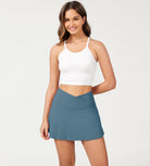 Pleated Crossover Tennis Skorts Aegean Blue - ododos