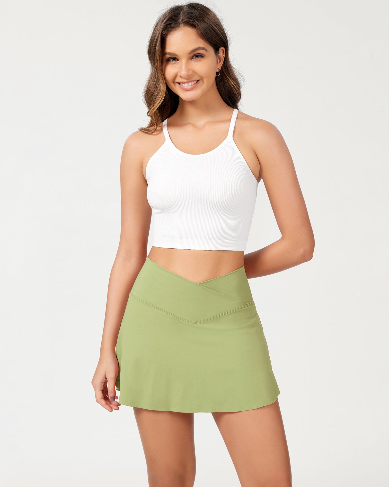 Pleated Crossover Tennis Skorts Winter Pear - ododos