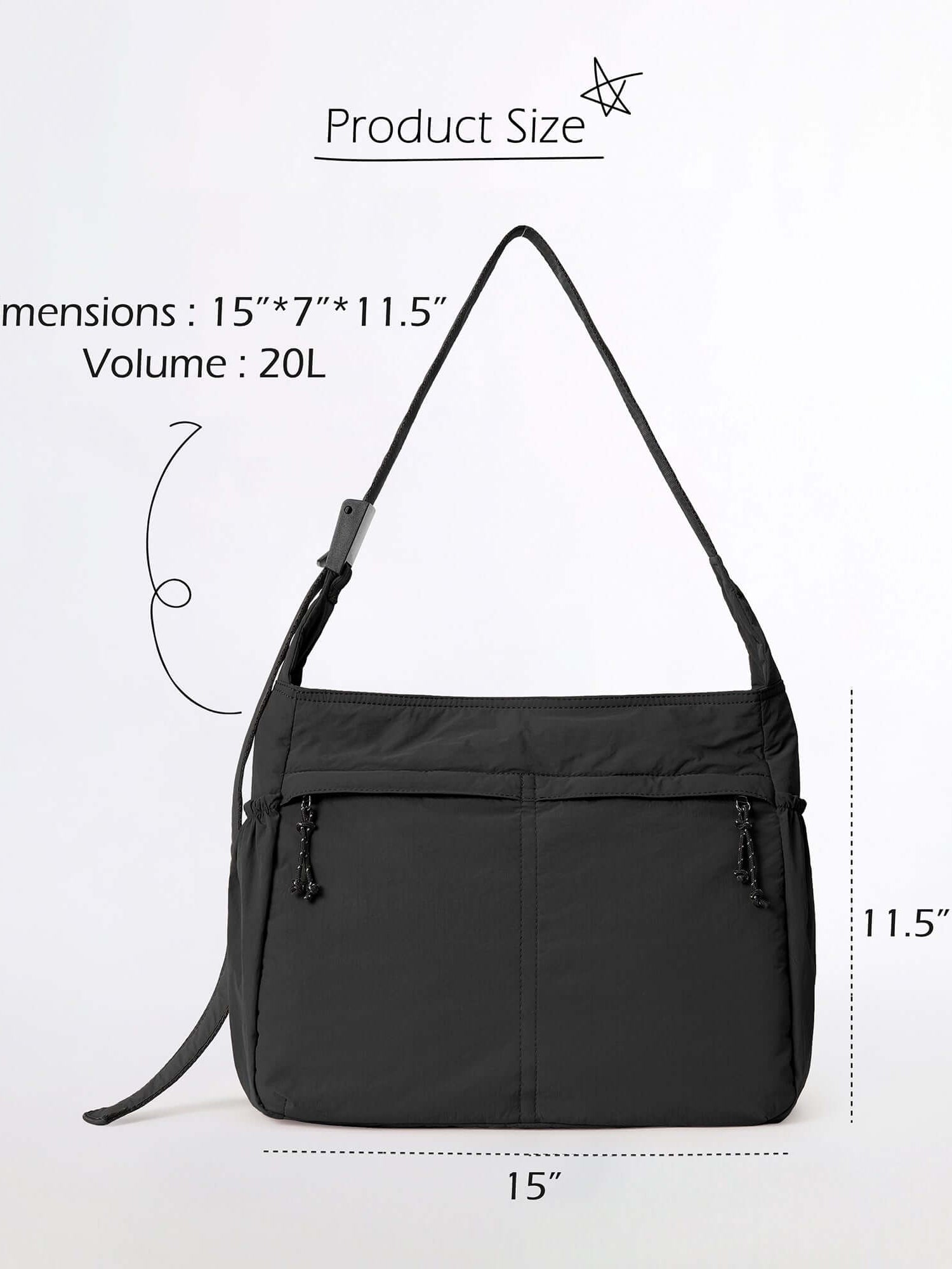 20L Crossbody Large Capacity Lightweight Hobo Shoulder Sling Bag - ododos
