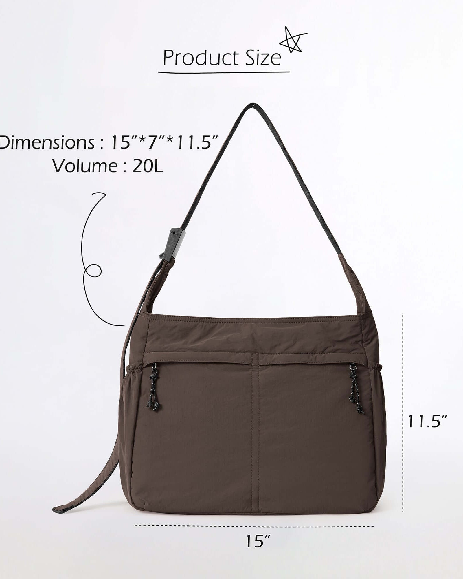 20L Crossbody Large Capacity Lightweight Hobo Shoulder Sling Bag - ododos