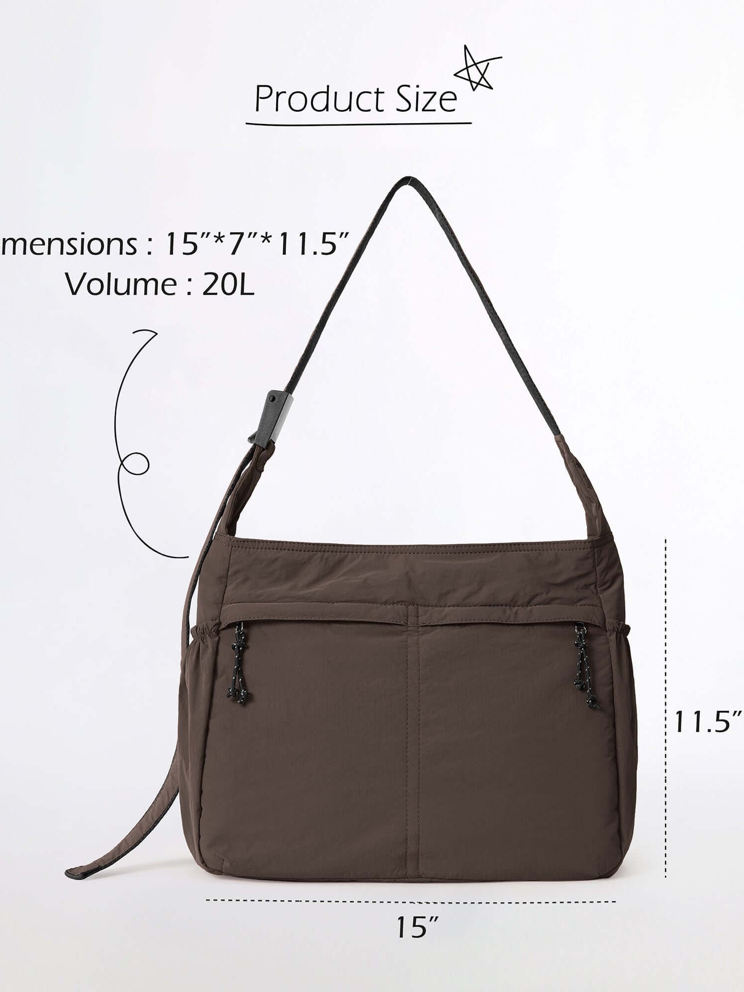 20L Crossbody Large Capacity Lightweight Hobo Shoulder Sling Bag - ododos