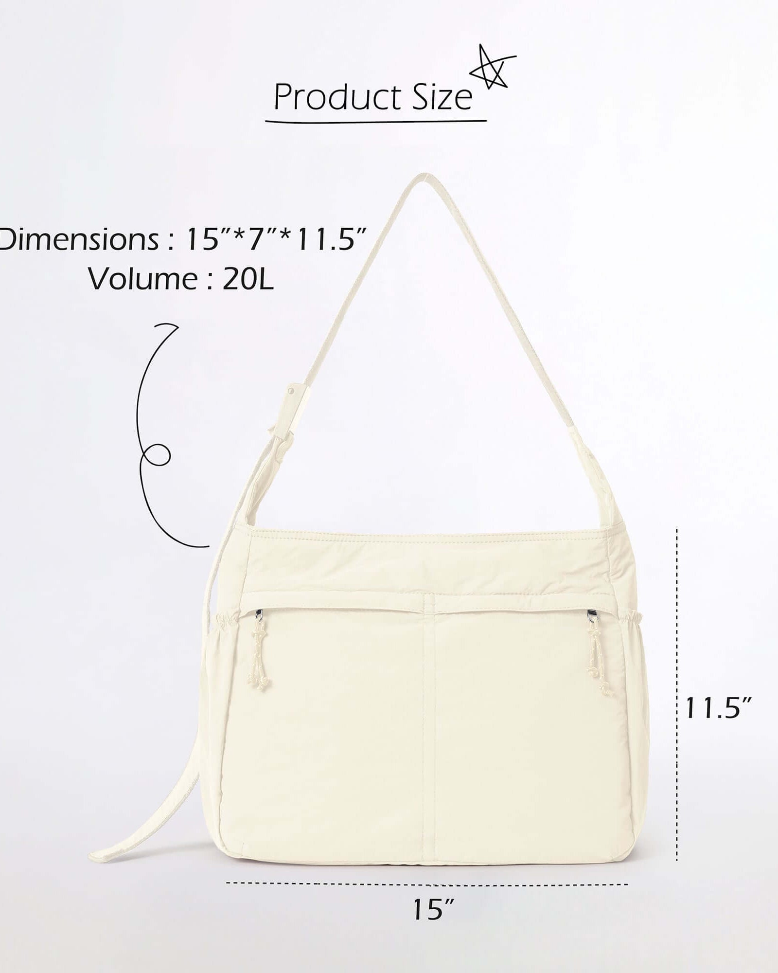 20L Crossbody Large Capacity Lightweight Hobo Shoulder Sling Bag - ododos