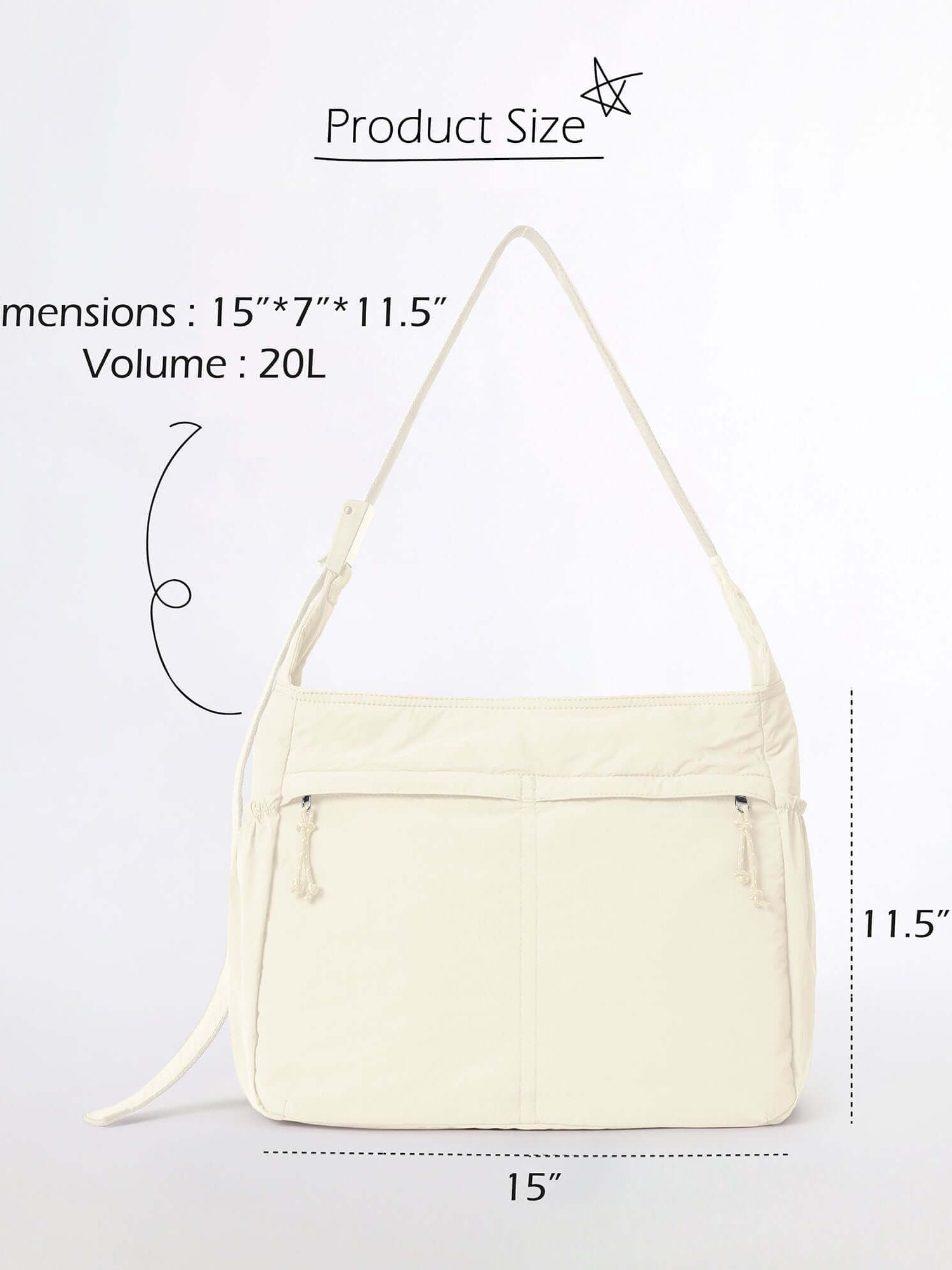 20L Crossbody Large Capacity Lightweight Hobo Shoulder Sling Bag - ododos