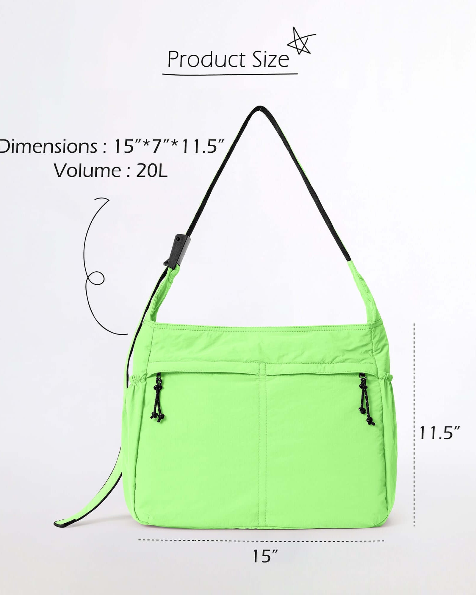 20L Crossbody Large Capacity Lightweight Hobo Shoulder Sling Bag - ododos