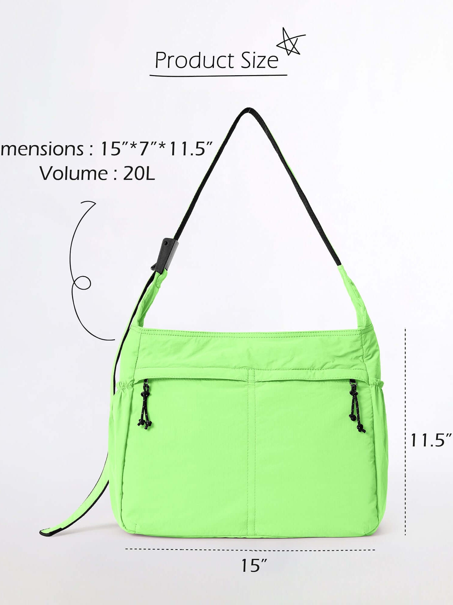 20L Crossbody Large Capacity Lightweight Hobo Shoulder Sling Bag - ododos