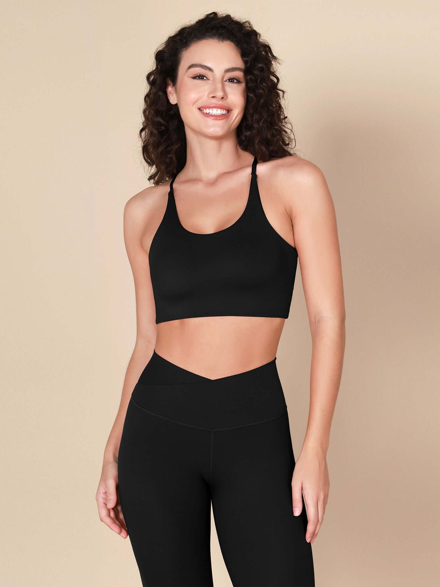 Halter Racerback Sports Bra Black - ododos