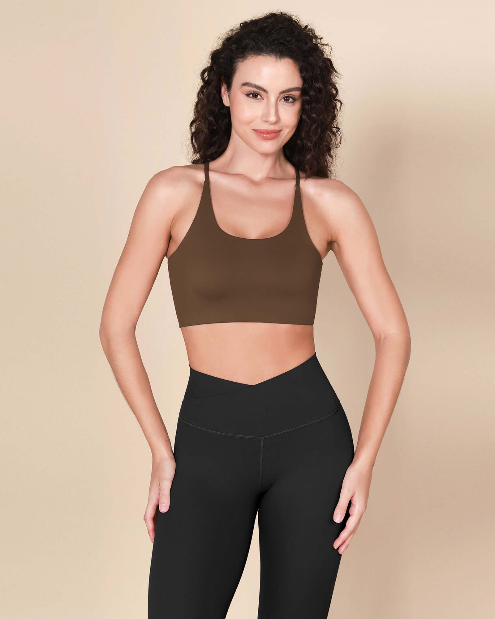 Halter Racerback Sports Bra Brunette - ododos