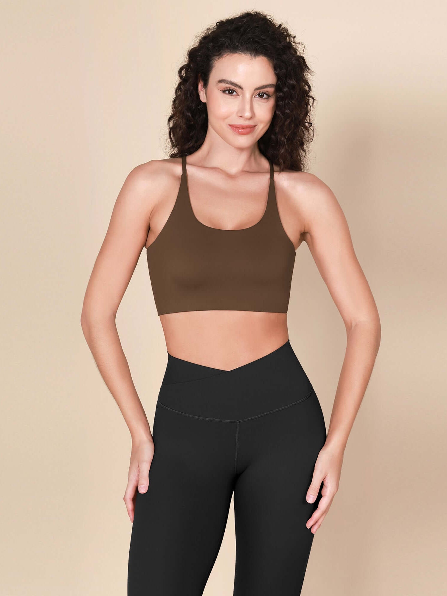 Halter Racerback Sports Bra Brunette - ododos