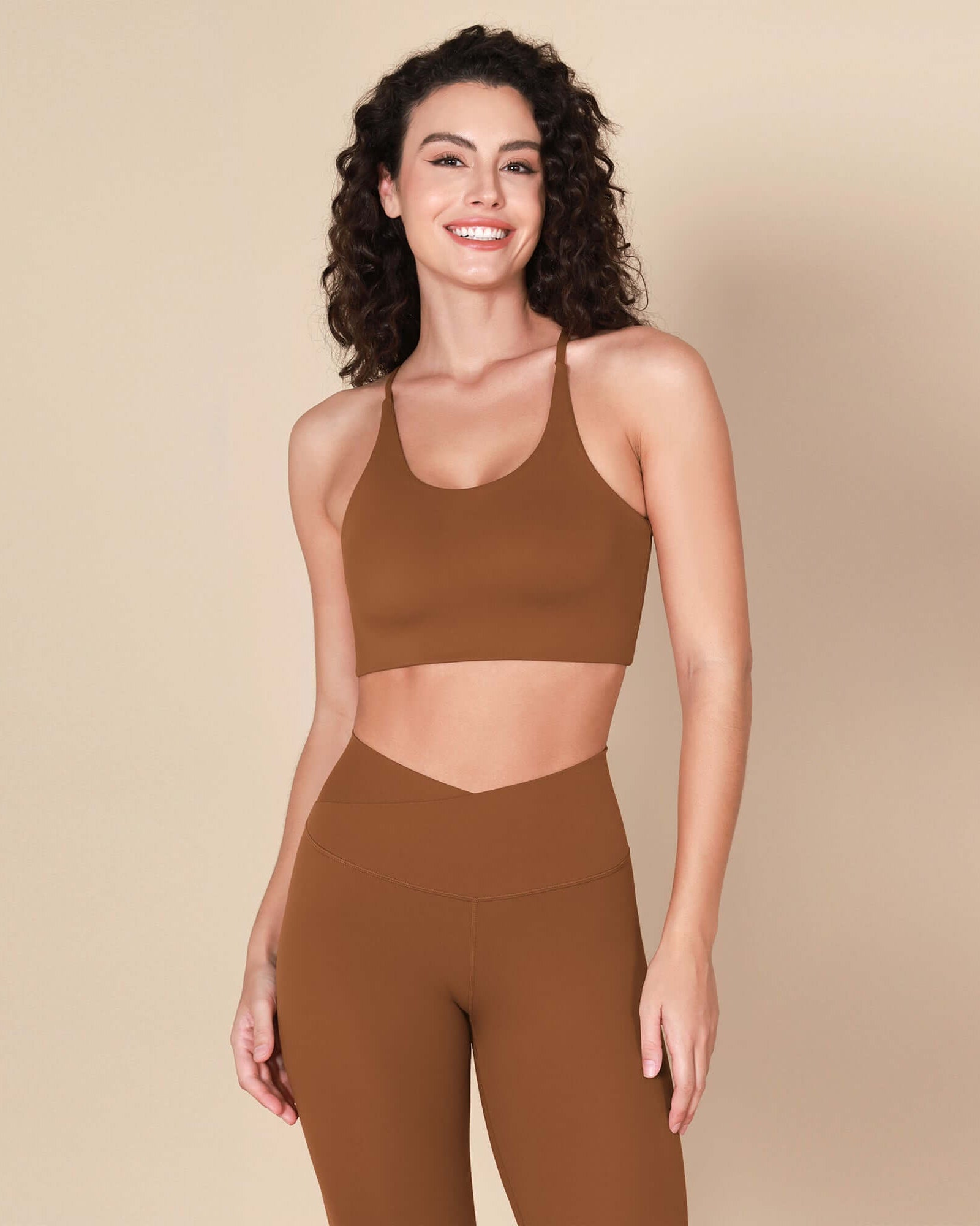 Halter Racerback Sports Bra Caramel - ododos
