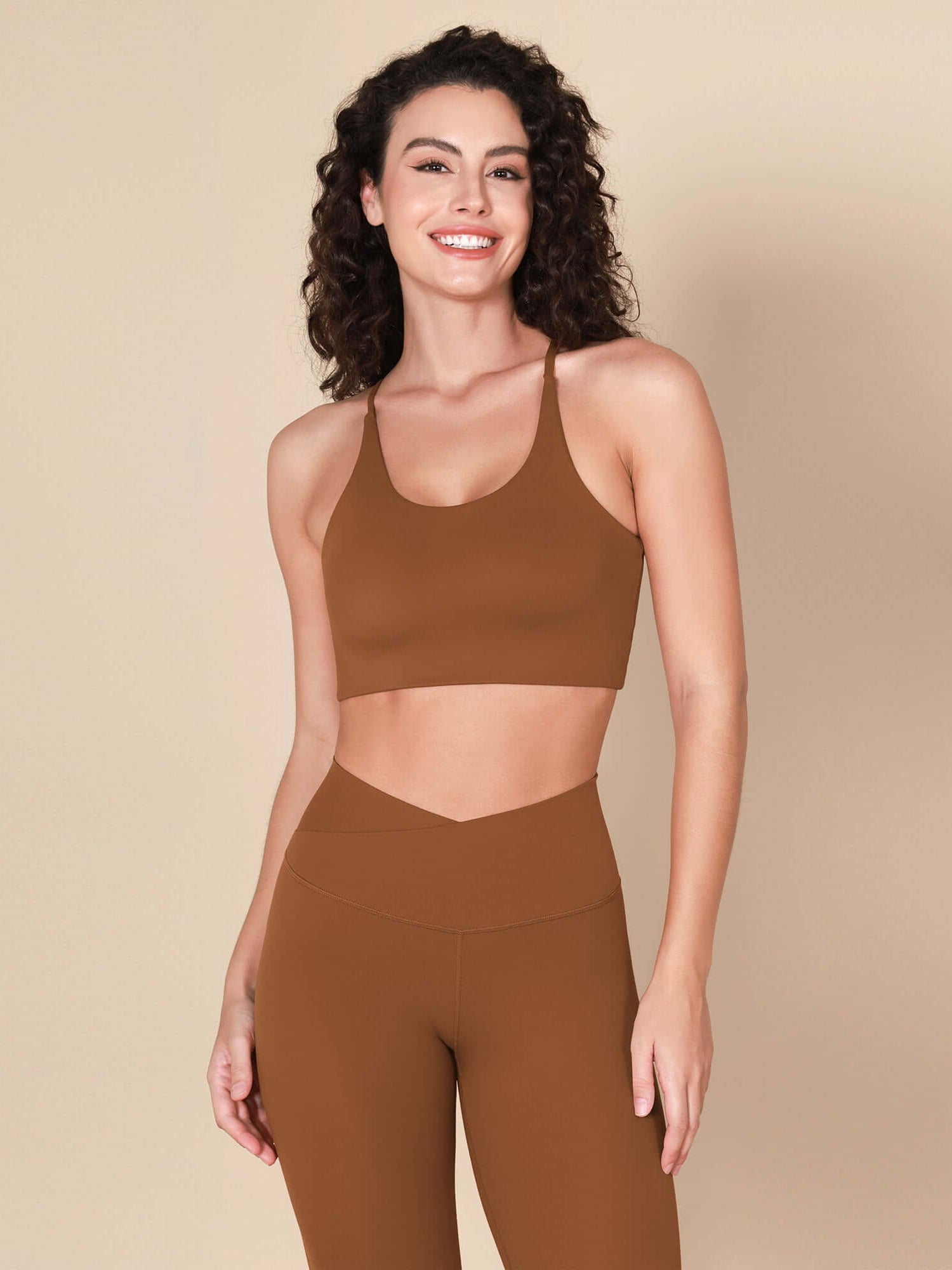 Halter Racerback Sports Bra Caramel - ododos