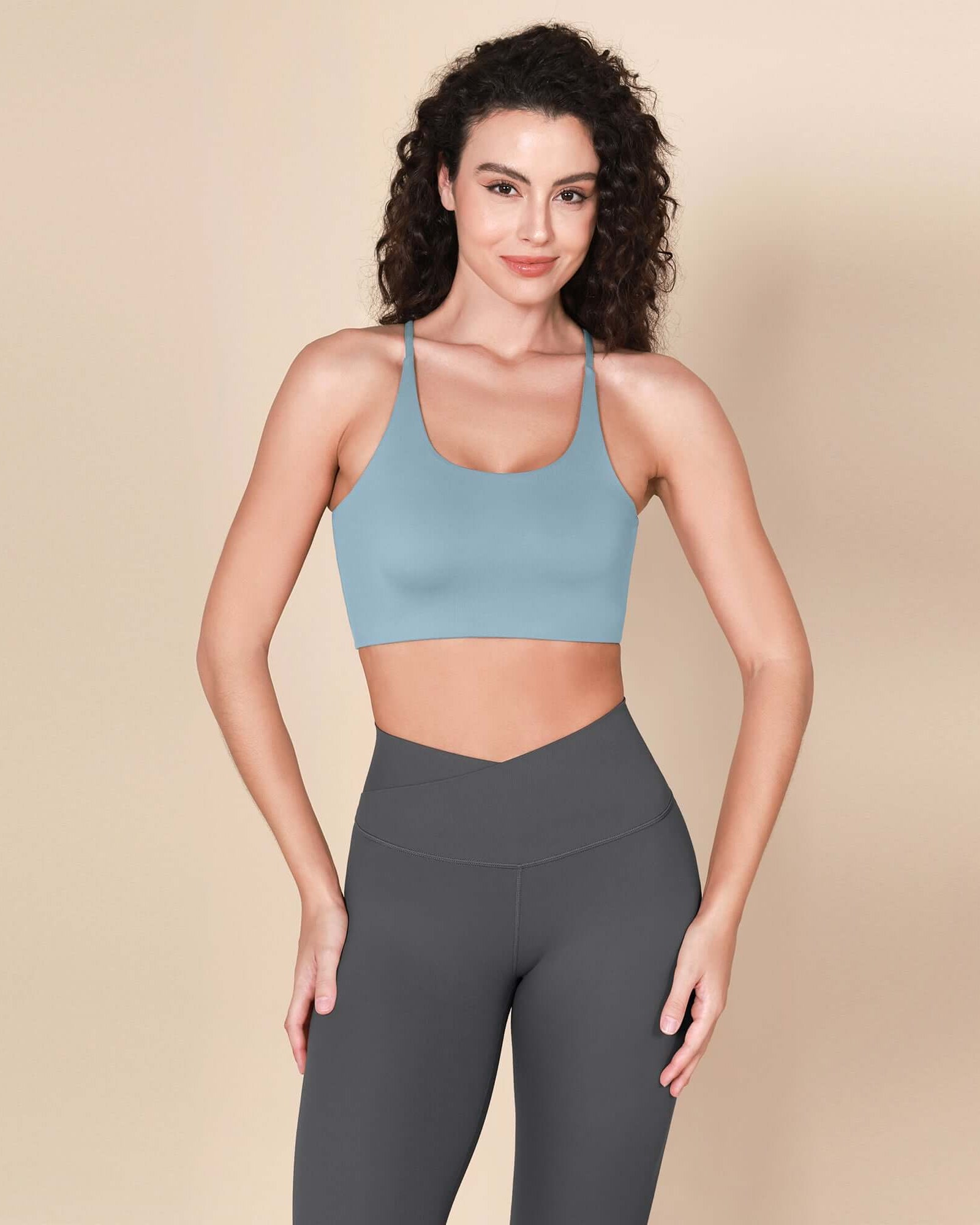 Halter Racerback Sports Bra Chambray - ododos