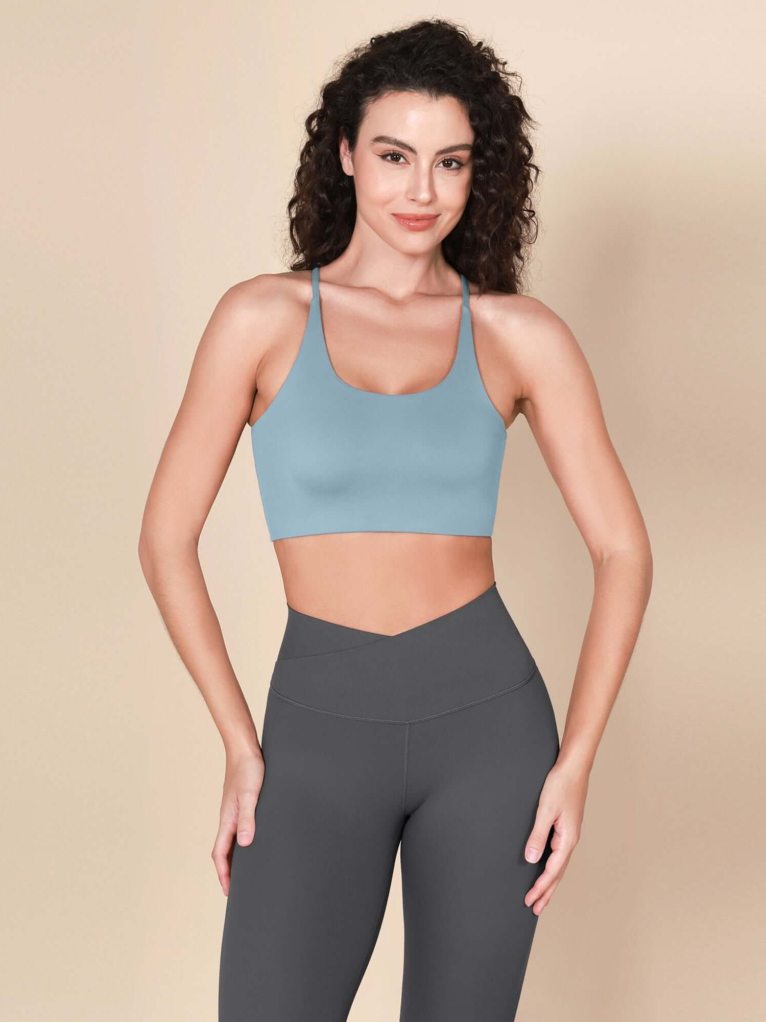 Halter Racerback Sports Bra Chambray - ododos