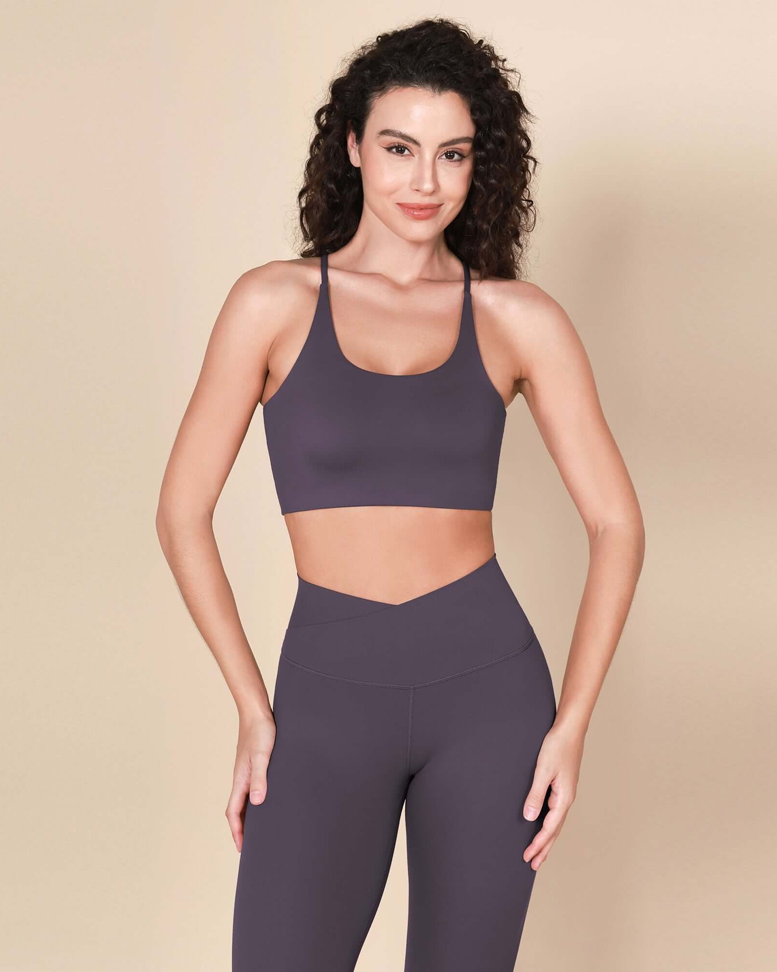 Halter Racerback Sports Bra Dark Purple - ododos