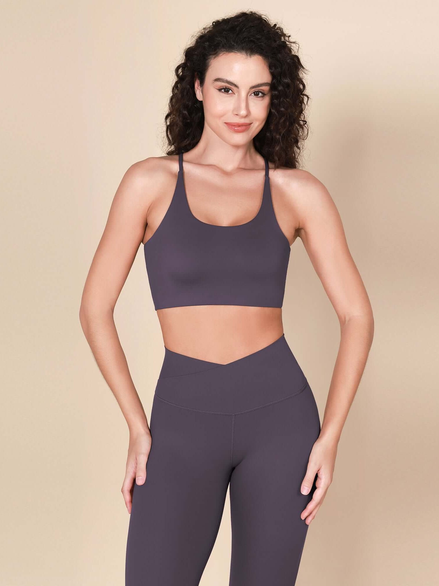 Halter Racerback Sports Bra Dark Purple - ododos
