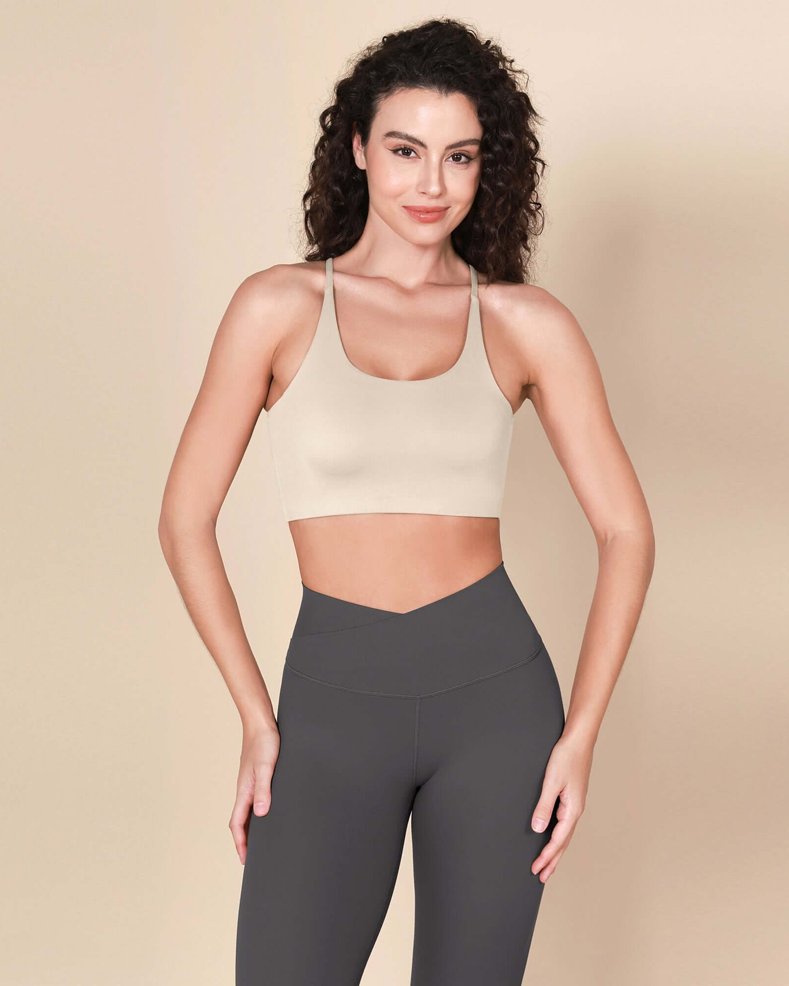 Halter Racerback Sports Bra Oat Milk - ododos