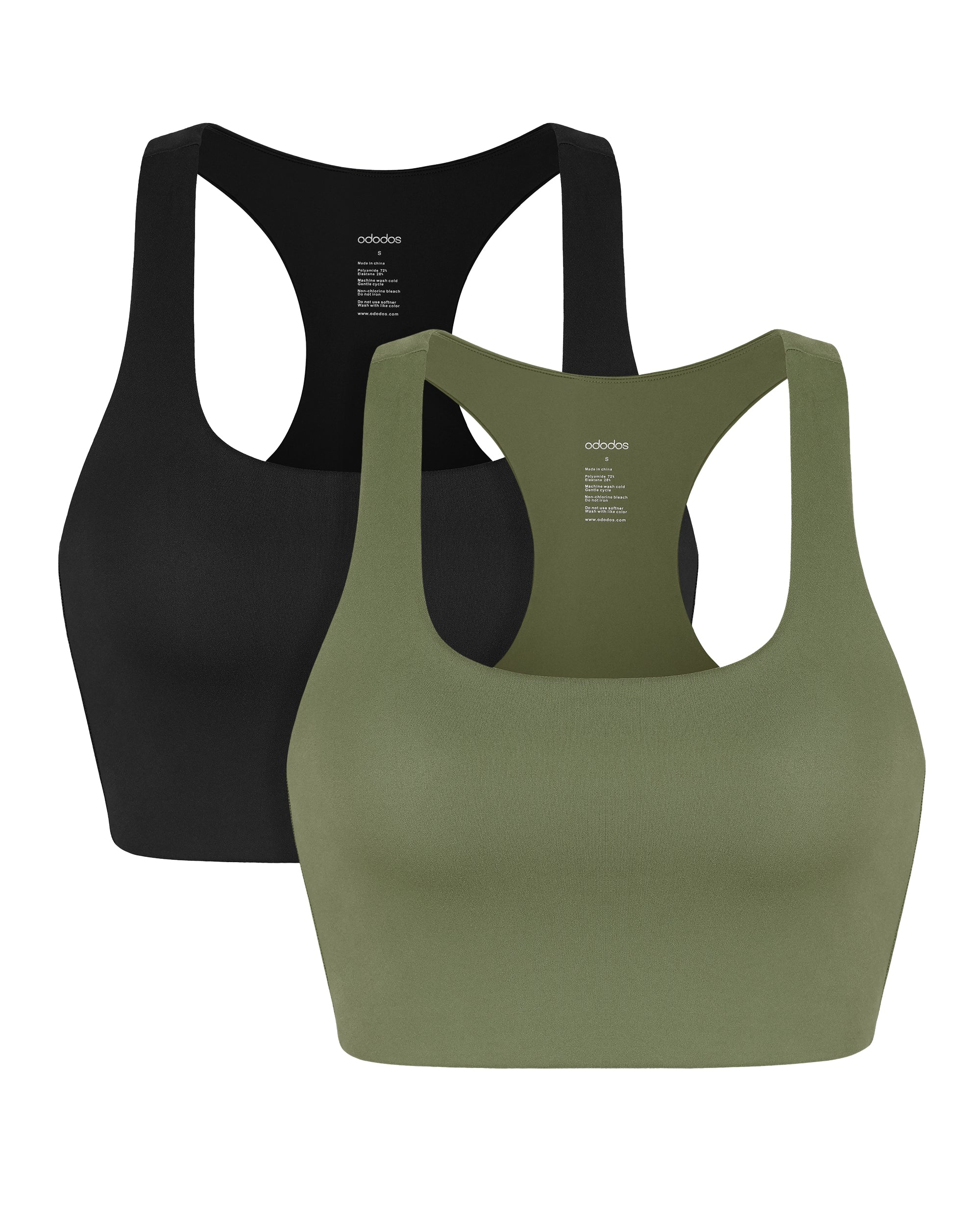 ODLEX 2-Pack Racerback Sports Bra Black+Dark Olive - ododos