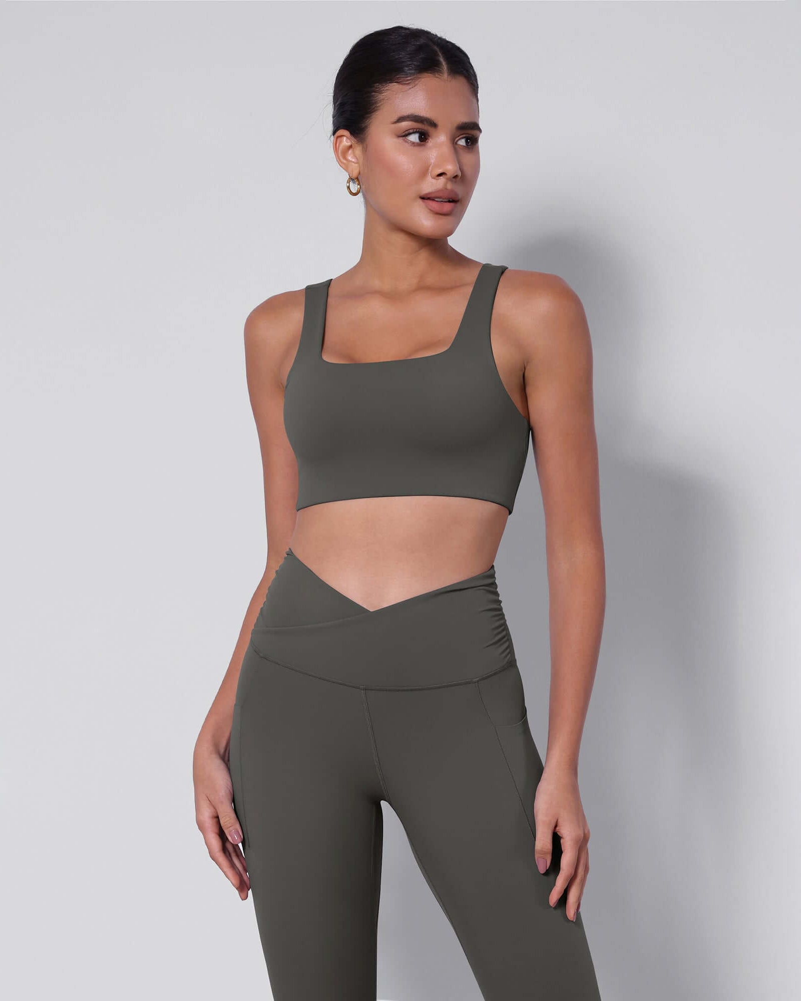 2-Pack Square Neck Sports Bra Black+Charcoal - ododos