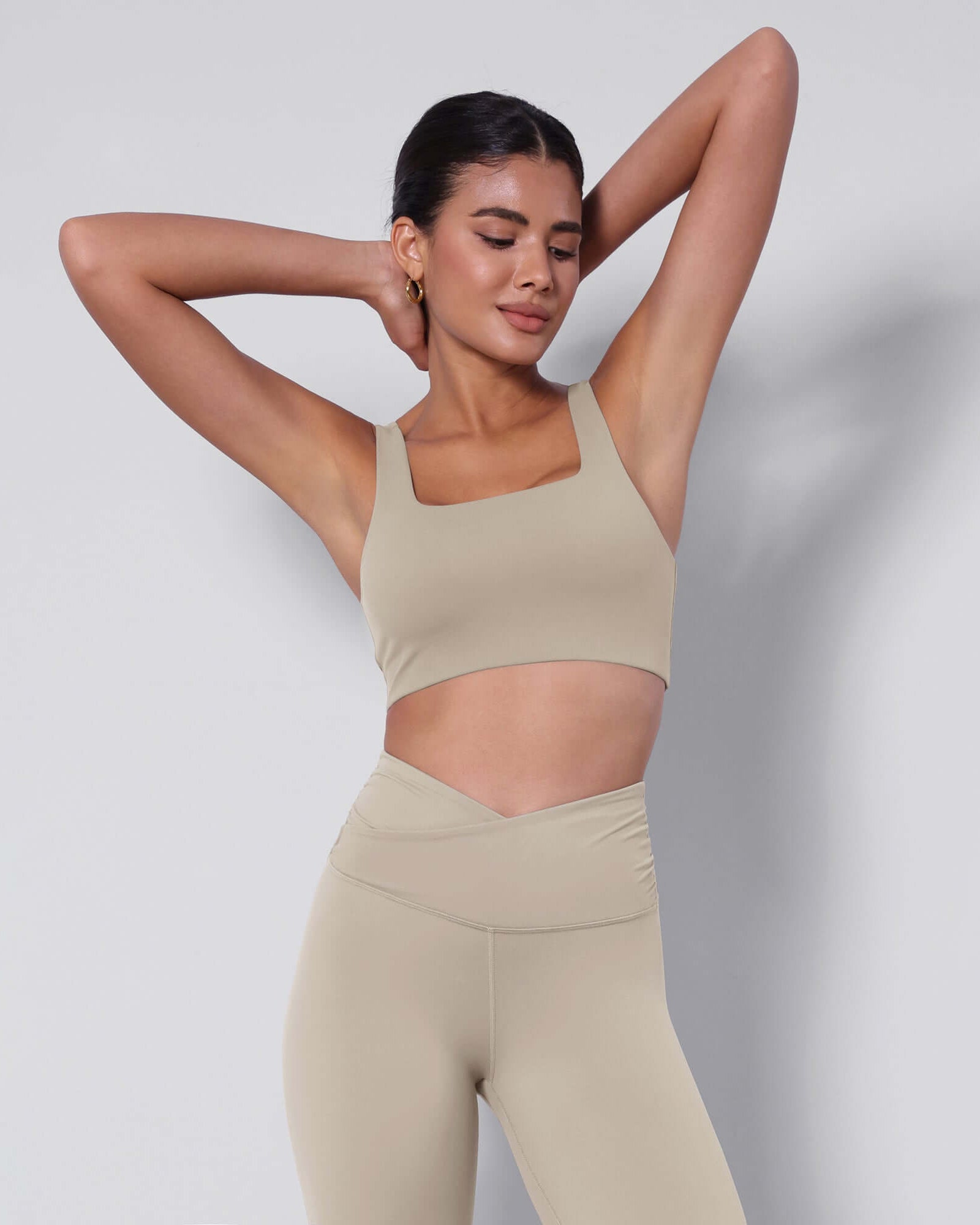 2-Pack Square Neck Sports Bra Black+Taupe - ododos