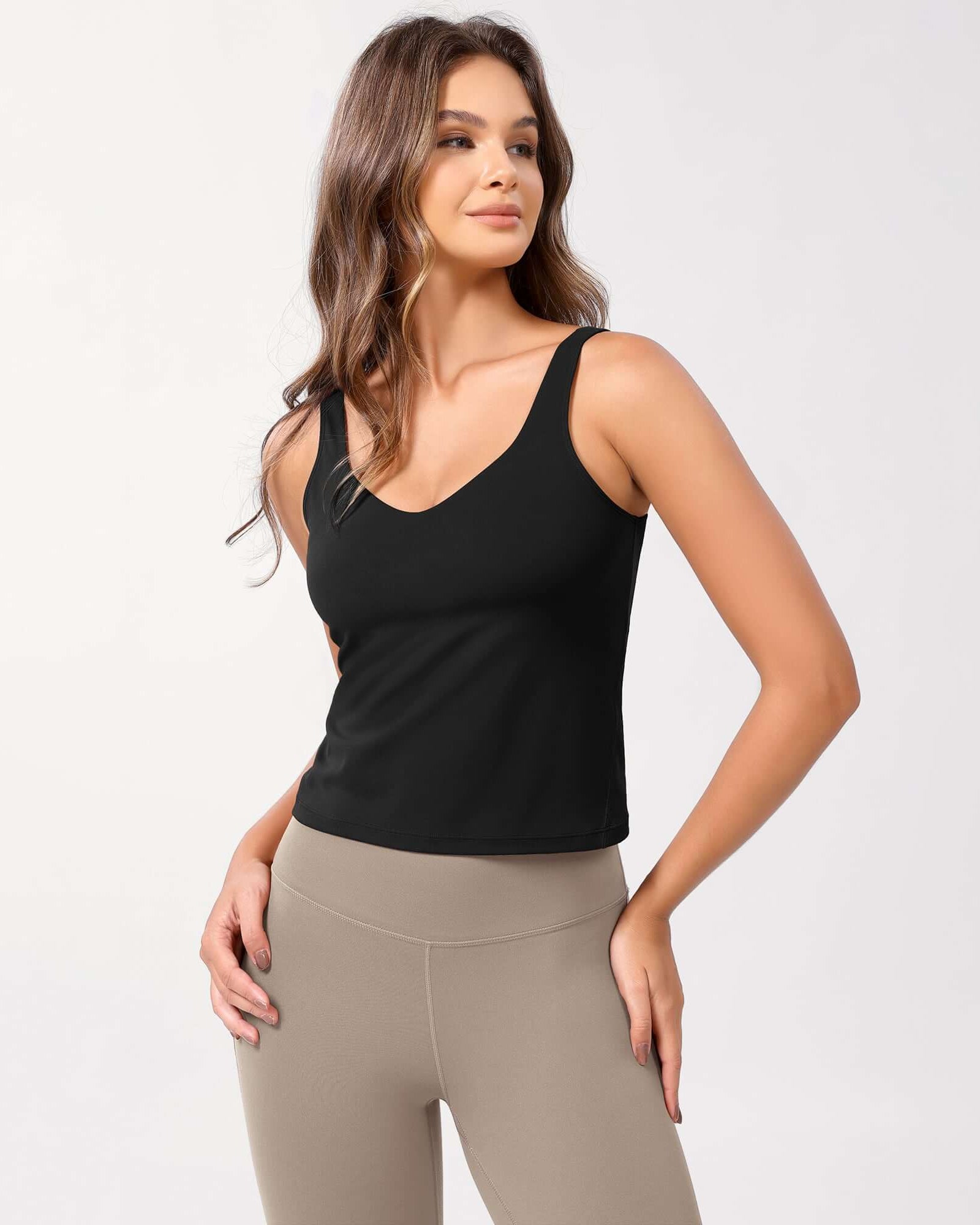 Cloud Feeling U Back Sports Bra Black Waist Length - ododos