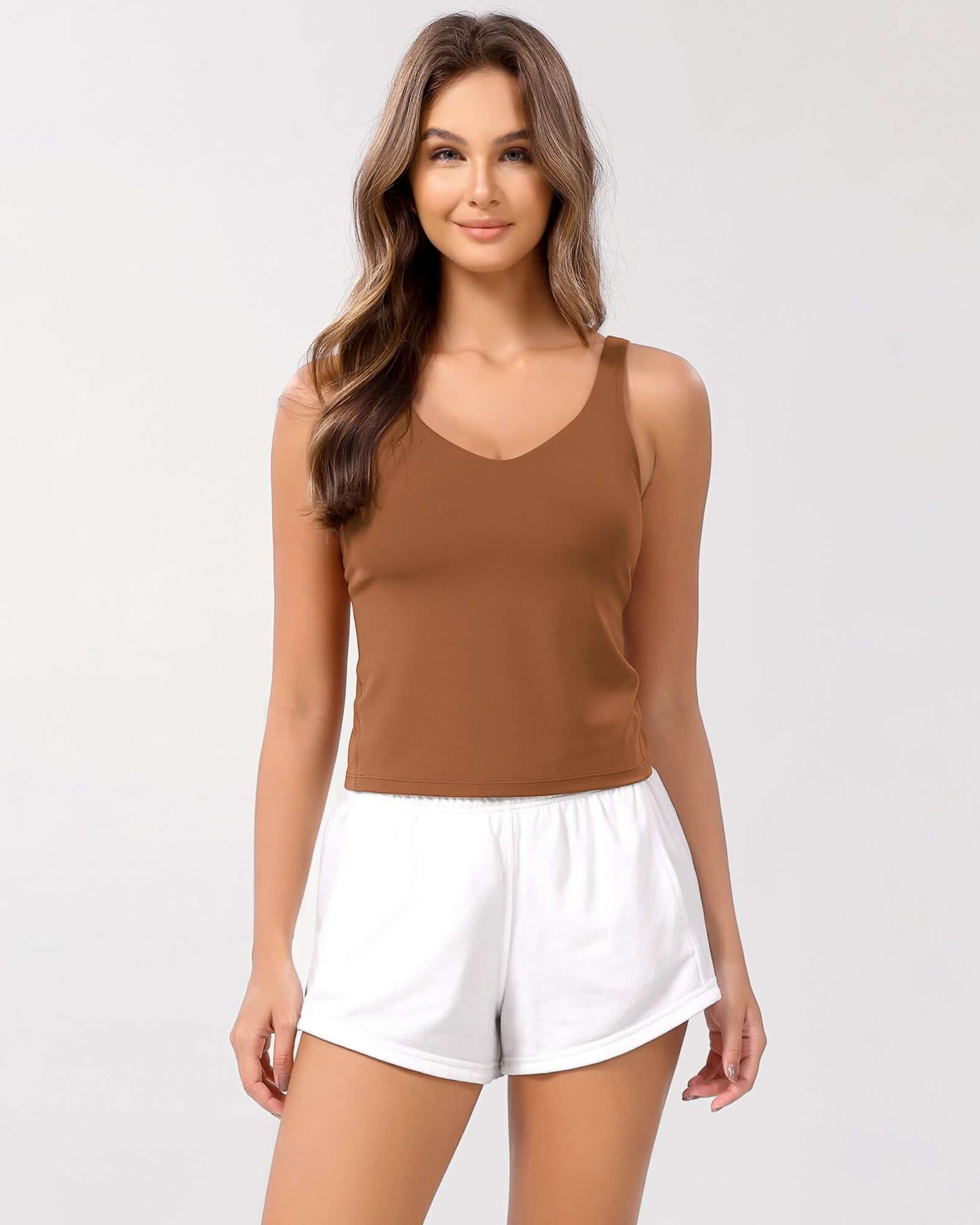Cloud Feeling U Back Sports Bra Caramel Waist Length - ododos