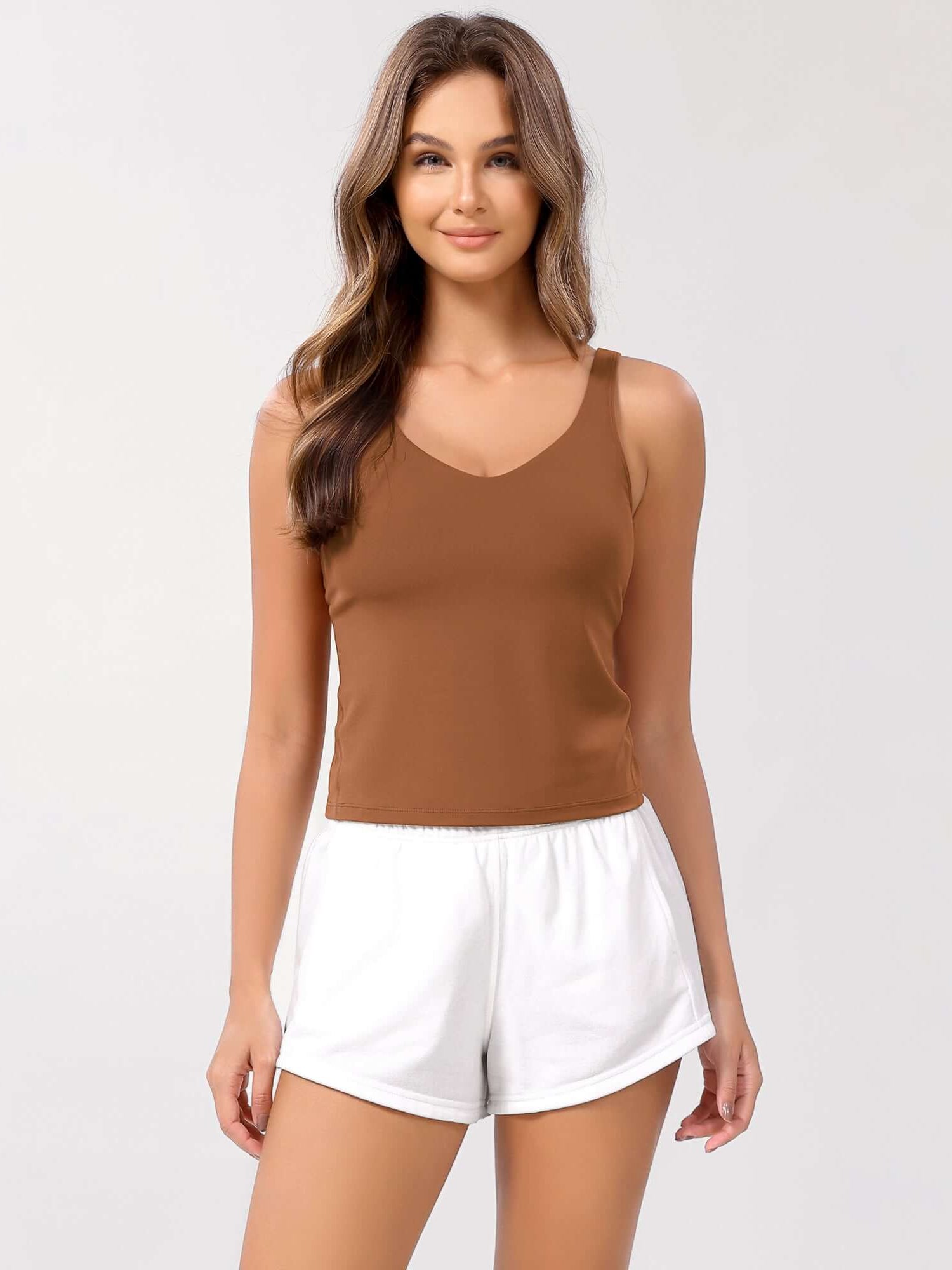 Cloud Feeling U Back Sports Bra Caramel Waist Length - ododos