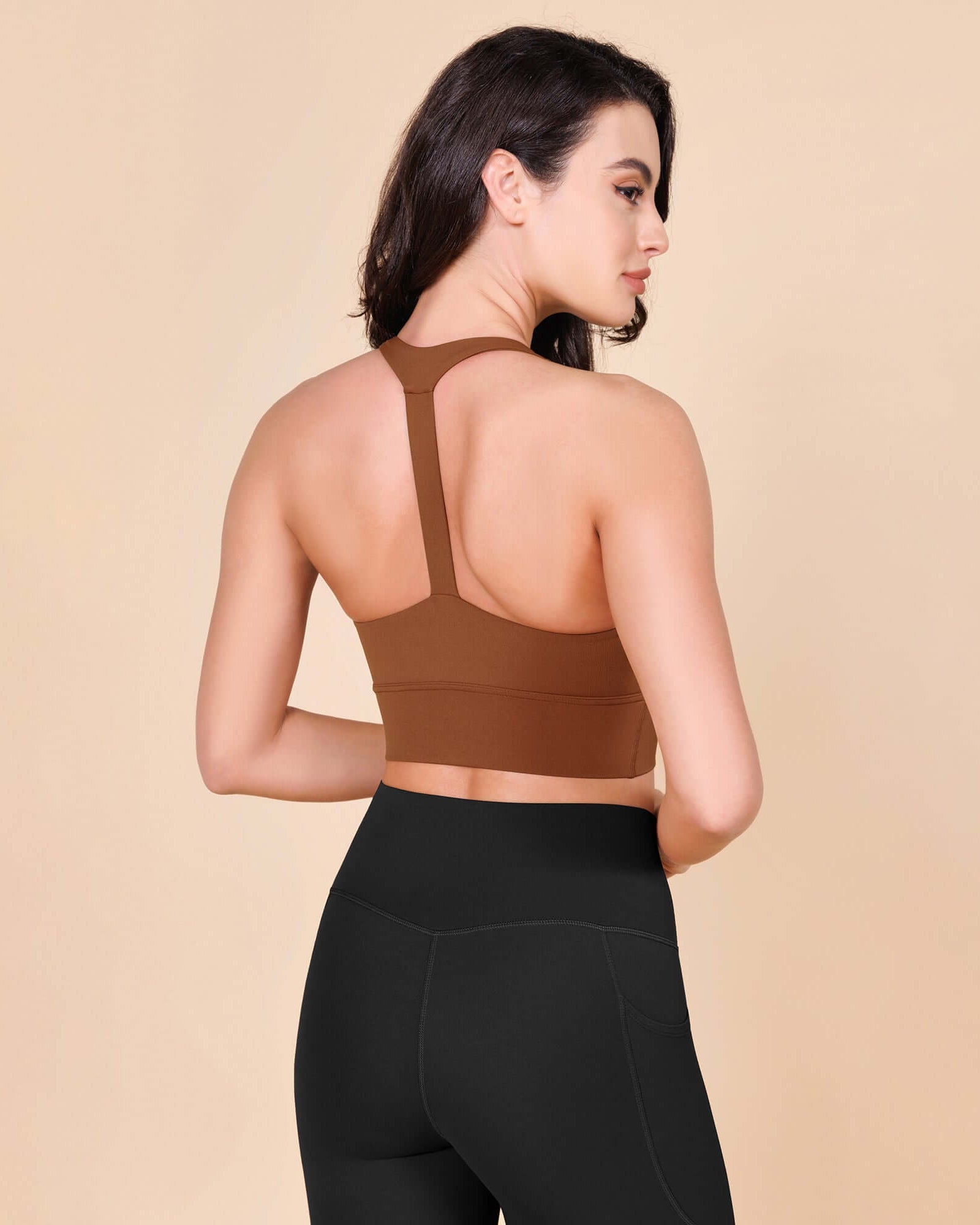 ODLEX Halter Padded Wirefree Y Racerback Workout Yoga Bra - ododos