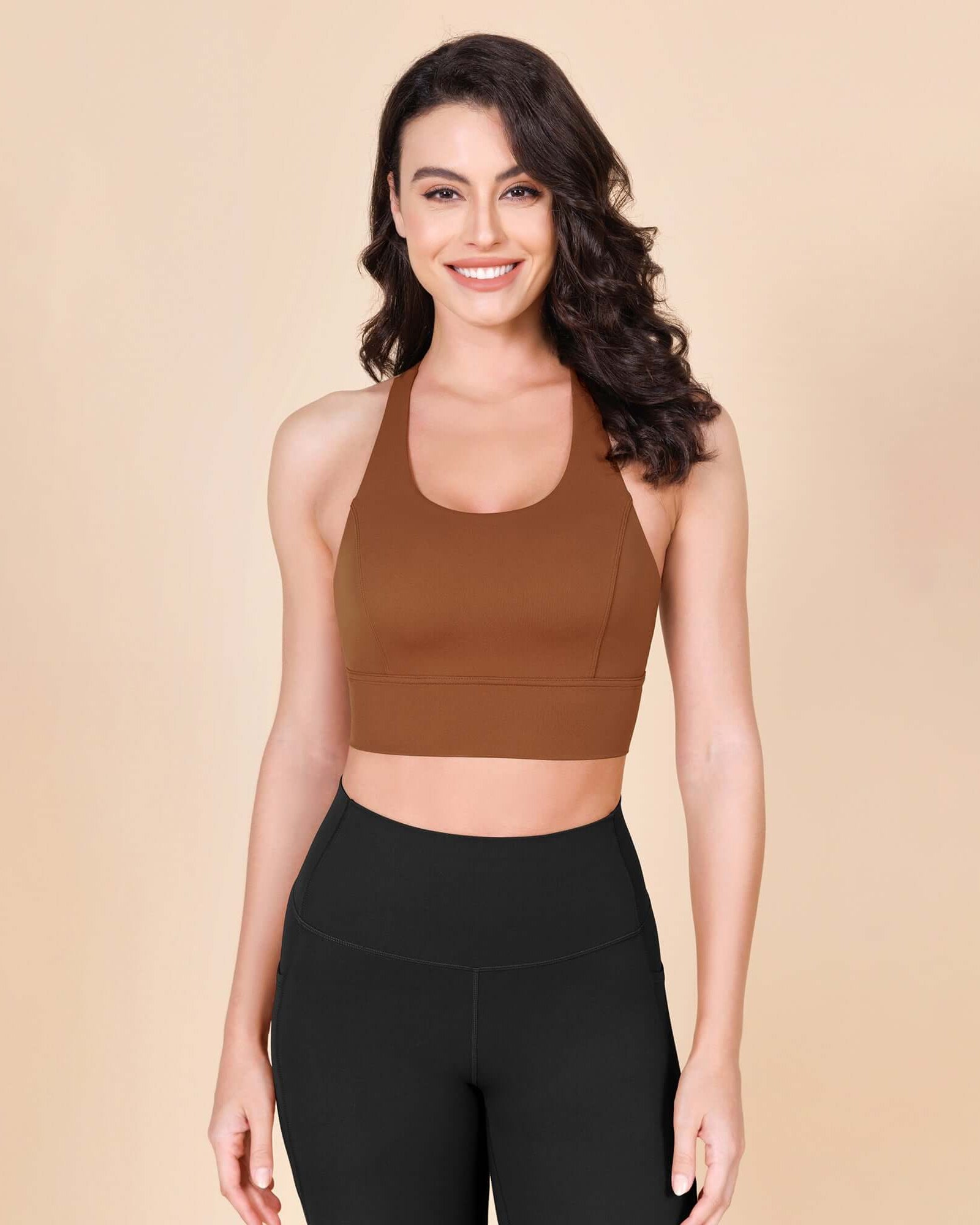 ODLEX Halter Padded Wirefree Y Racerback Workout Yoga Bra - ododos