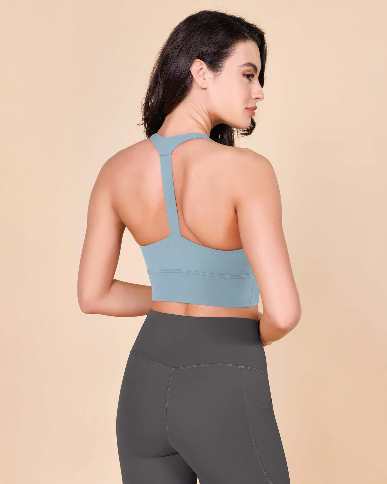 ODLEX Halter Padded Wirefree Y Racerback Workout Yoga Bra - ododos