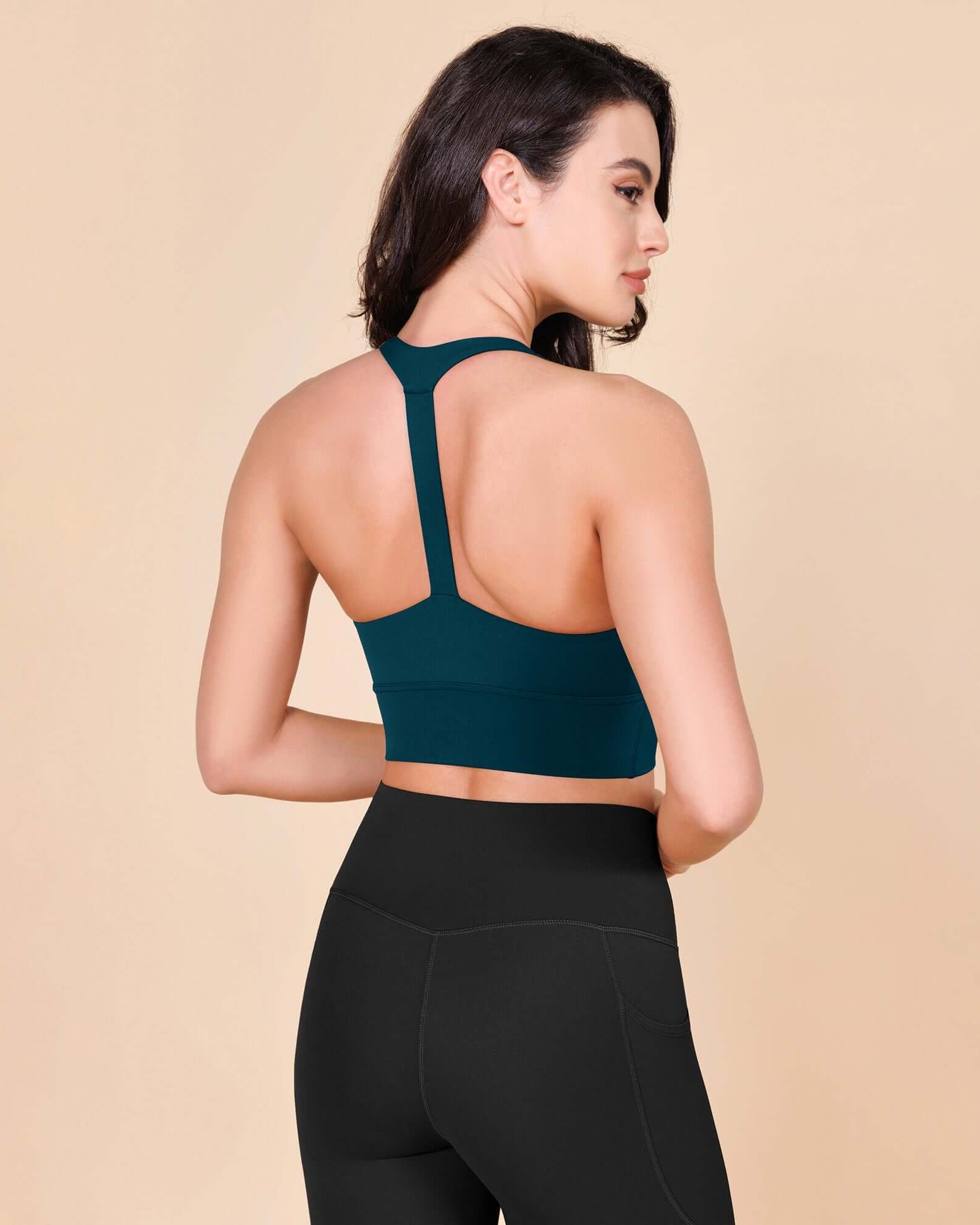 ODLEX Halter Padded Wirefree Y Racerback Workout Yoga Bra - ododos