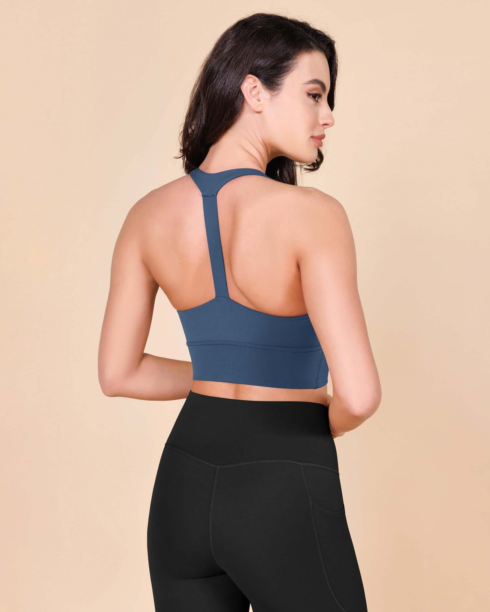 ODLEX Halter Padded Wirefree Y Racerback Workout Yoga Bra - ododos