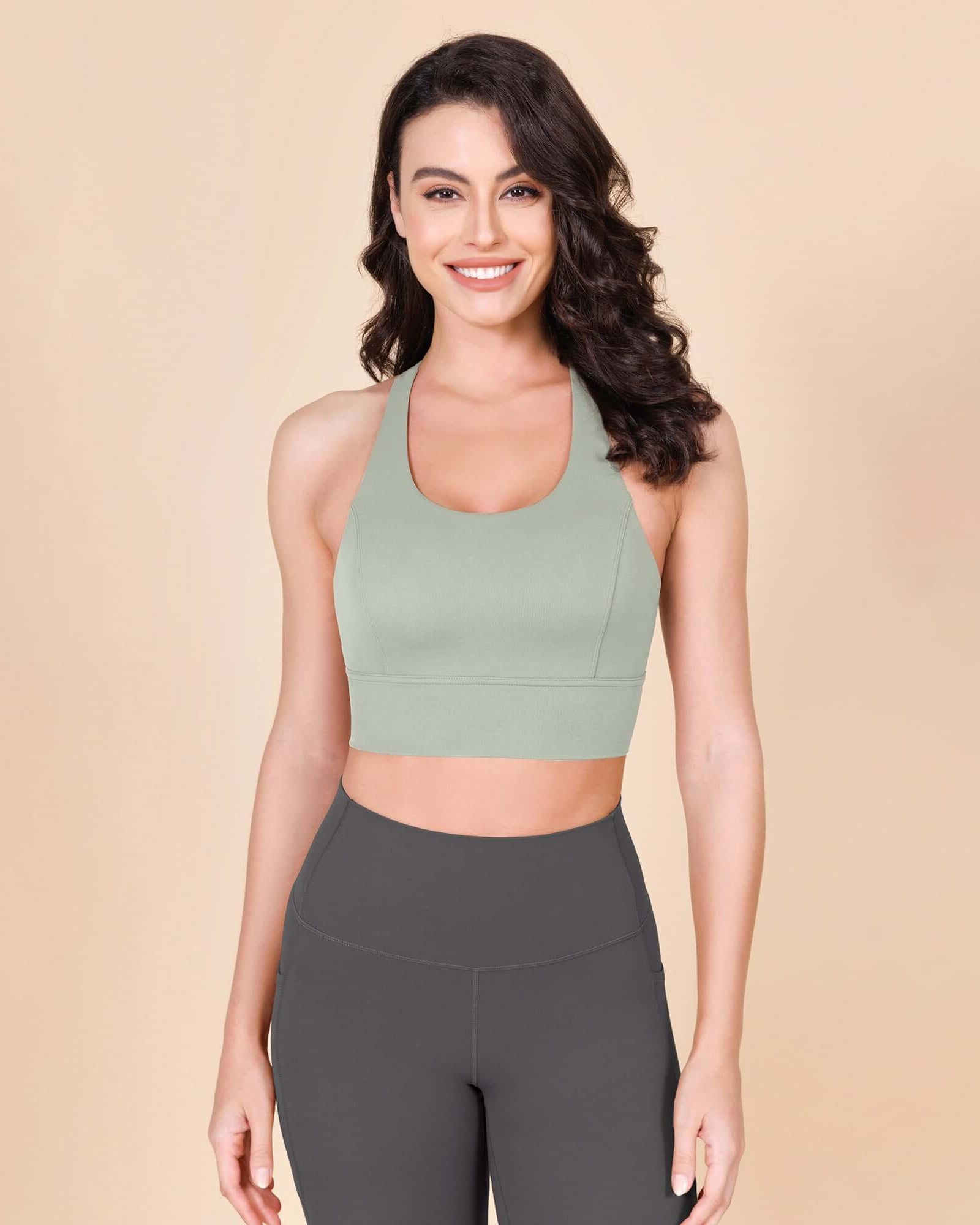 ODLEX Halter Padded Wirefree Y Racerback Workout Yoga Bra - ododos