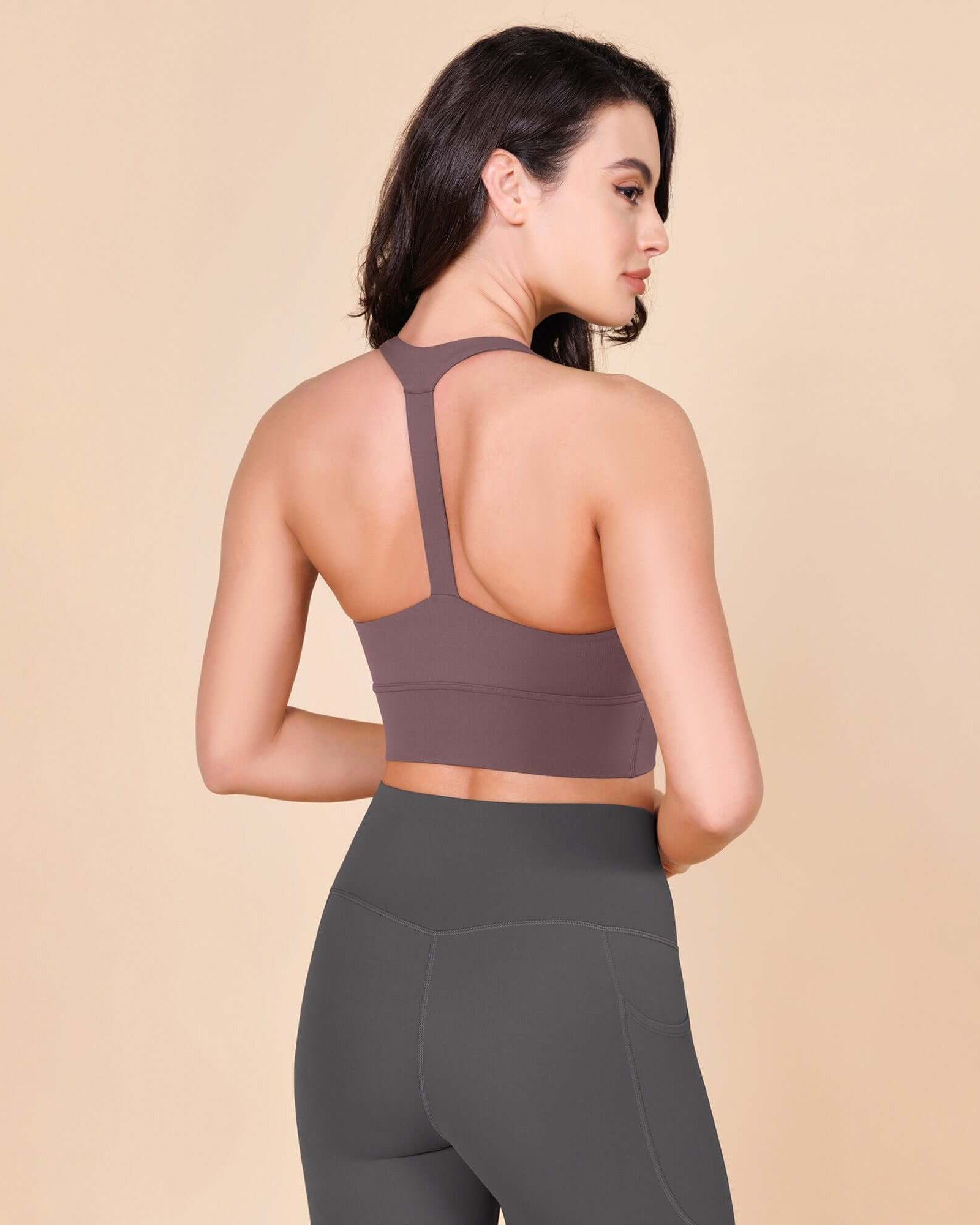 ODLEX Halter Padded Wirefree Y Racerback Workout Yoga Bra - ododos