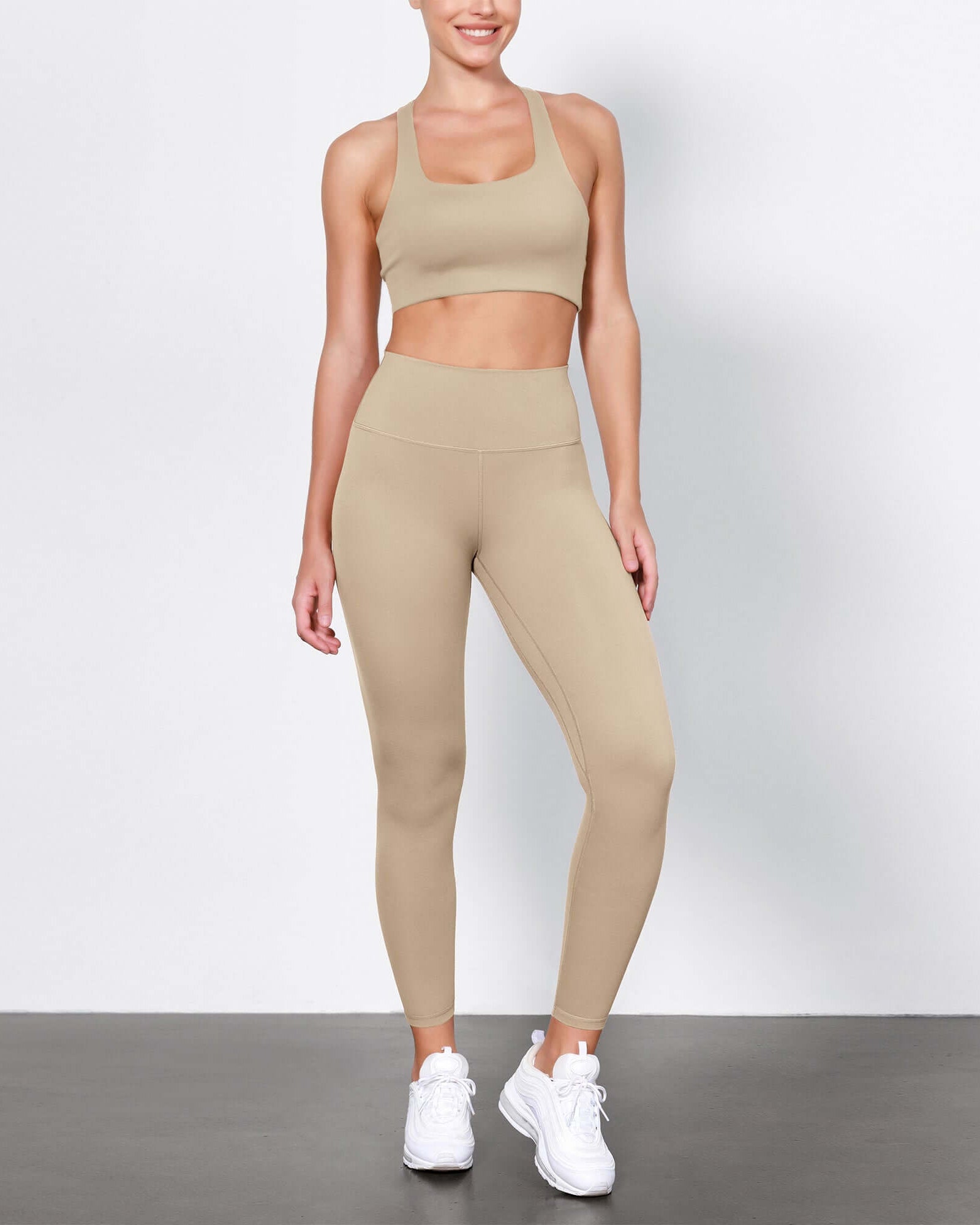 ODLIFT 25 High Waist Compression Yoga Leggings Beige - ododos