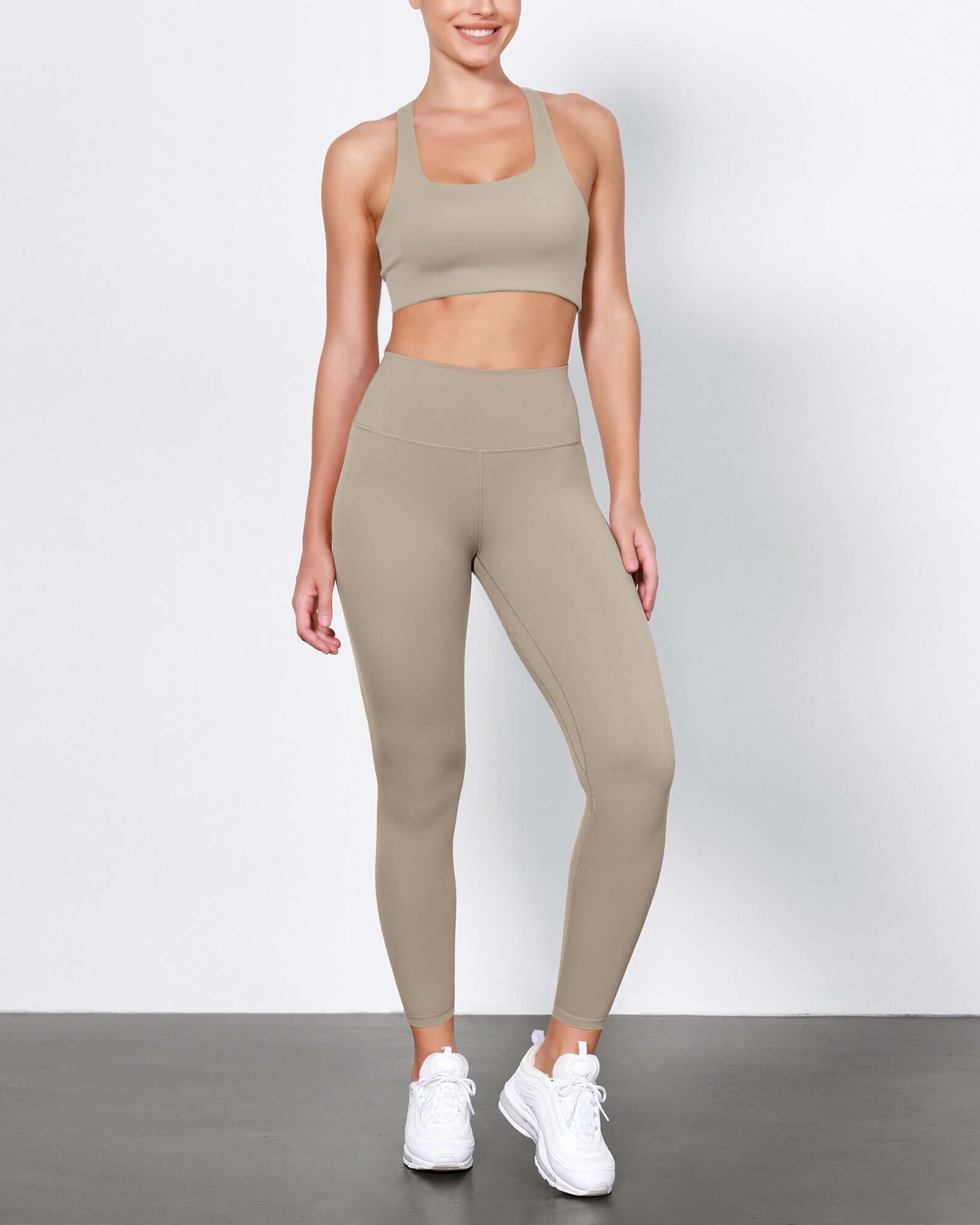 ODLIFT 25 High Waist Compression Yoga Leggings Shaker Beige - ododos