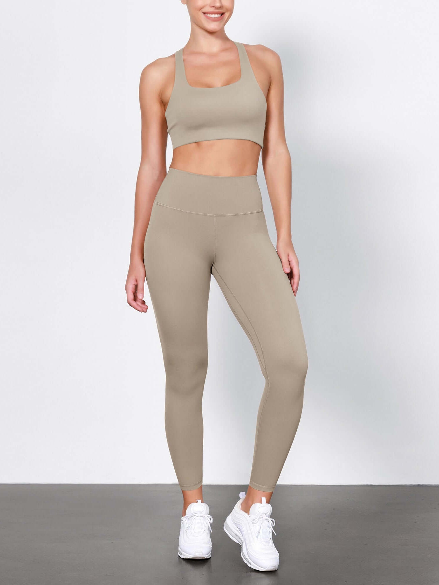ODLIFT 25 High Waist Compression Yoga Leggings Shaker Beige - ododos