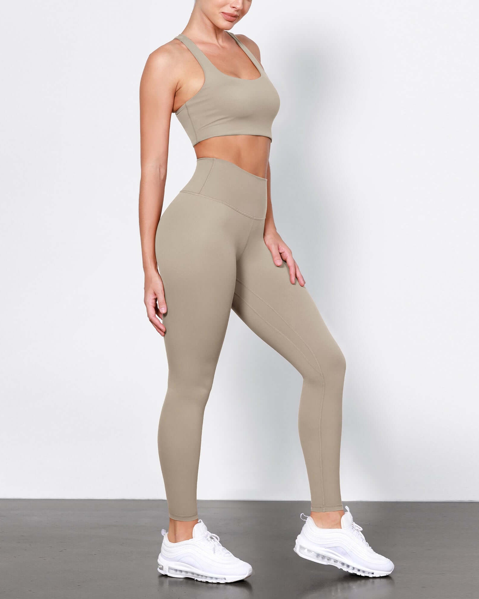 ODLIFT 28 High Waist Compression Yoga Leggings Shaker Beige - ododos