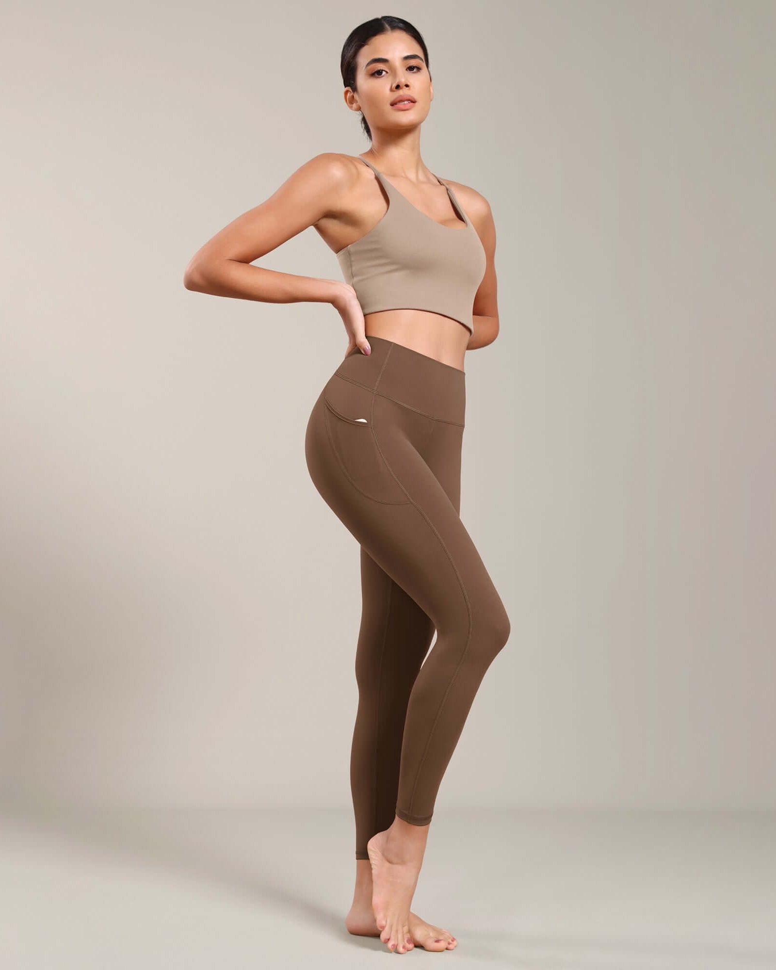 ODLIFT 7/8 Compression Leggings with Pockets Brunette - ododos