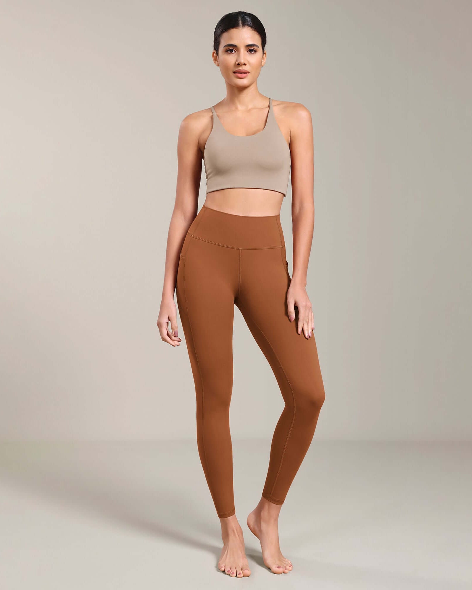 ODLIFT 7/8 Compression Leggings with Pockets Caramel - ododos