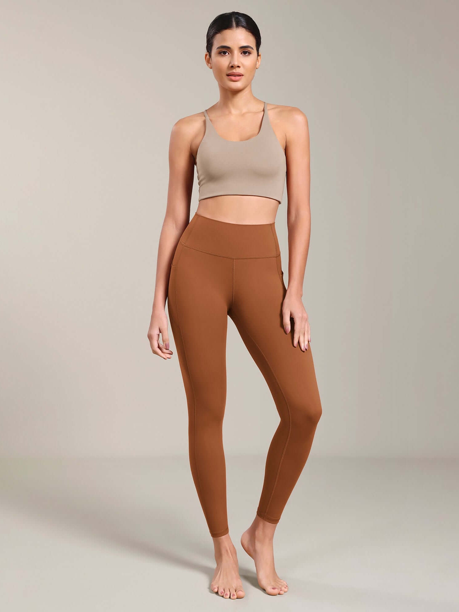 ODLIFT 7/8 Compression Leggings with Pockets Caramel - ododos
