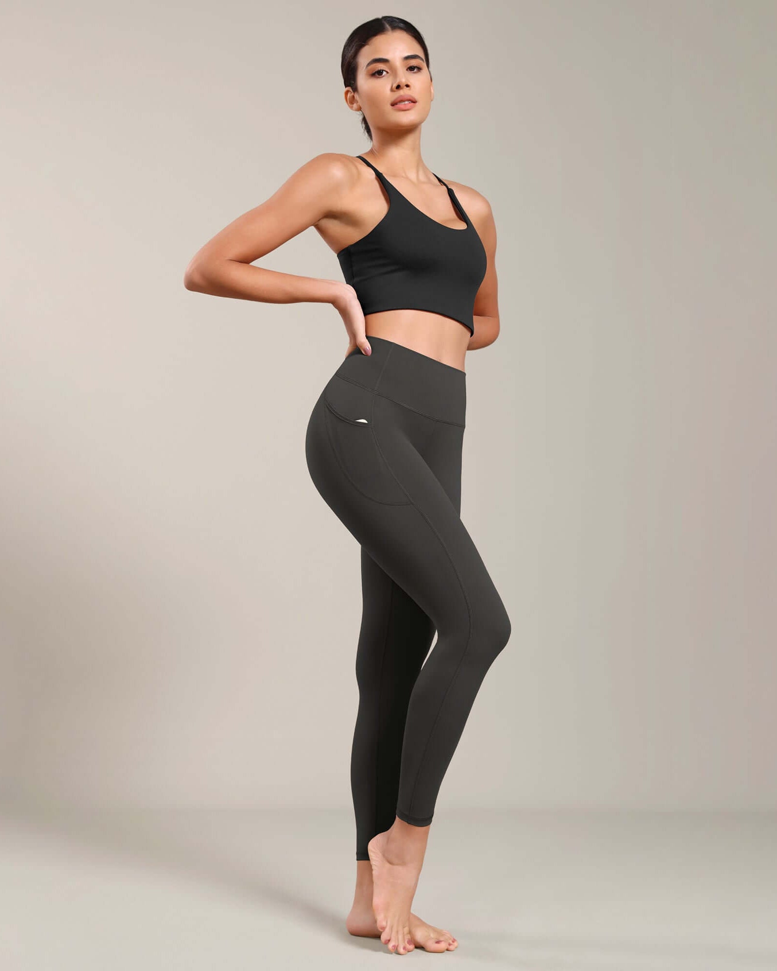 ODLIFT 7/8 Compression Leggings with Pockets Onyx Black - ododos