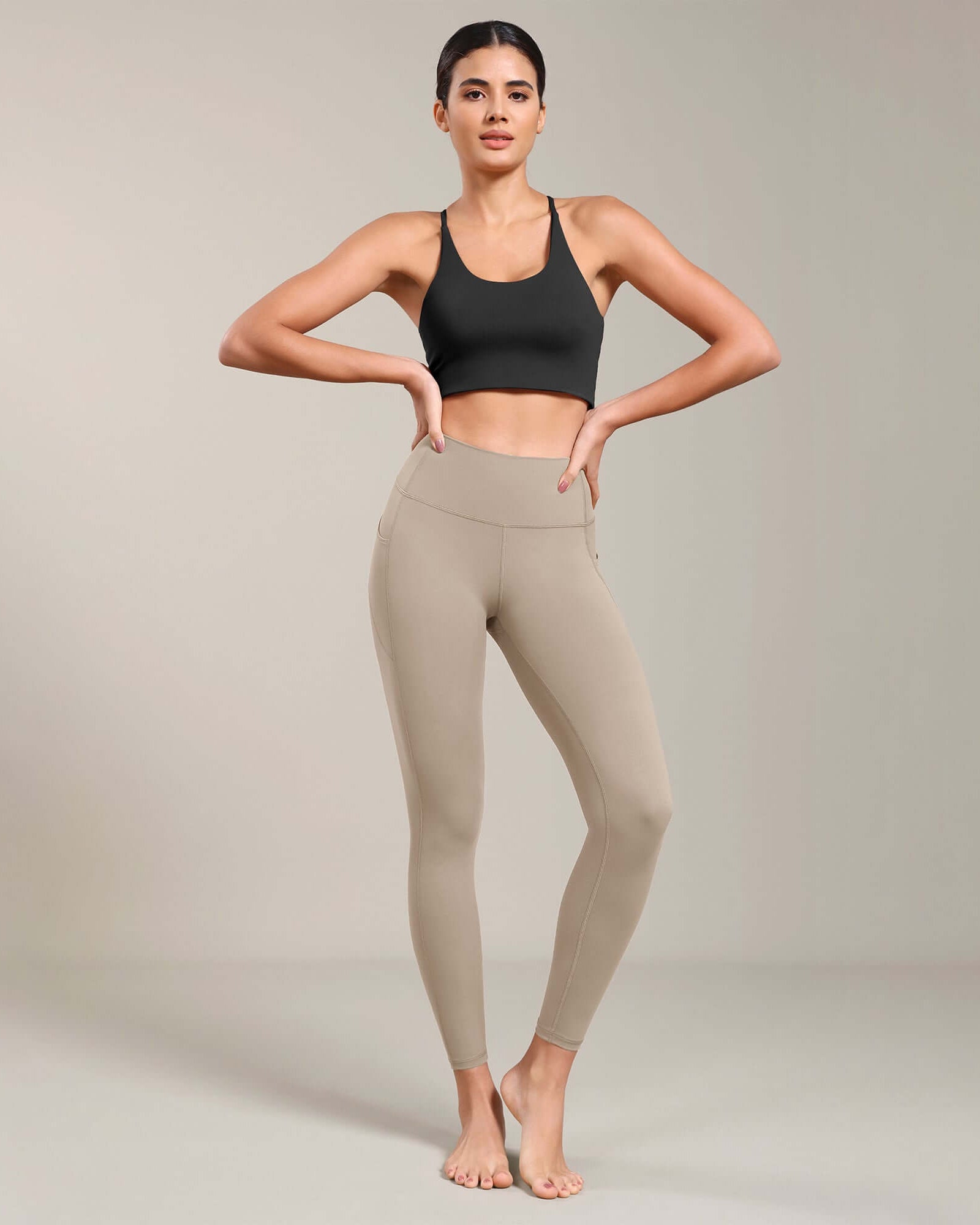 ODLIFT 7/8 Compression Leggings with Pockets Shaker Beige - ododos