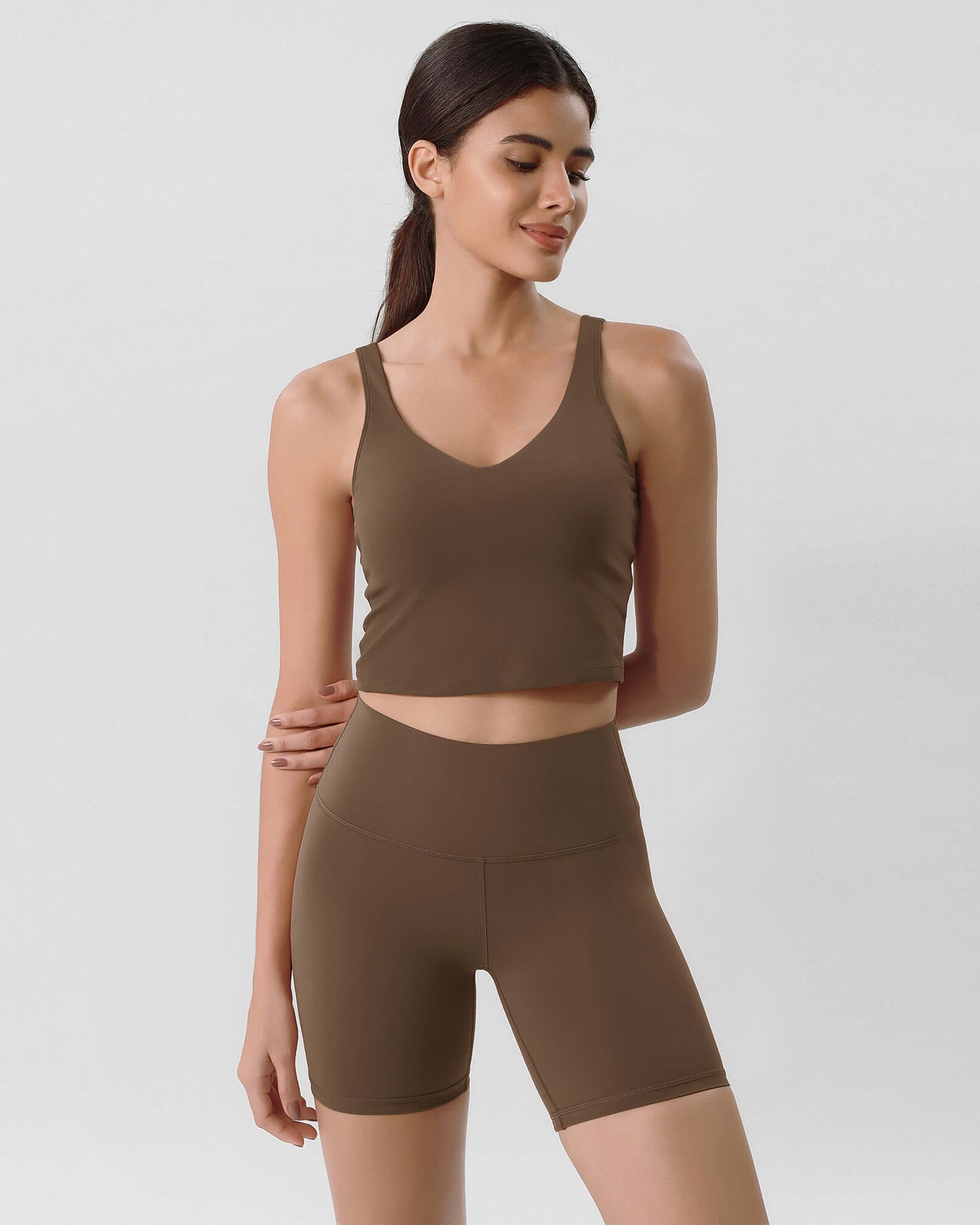 ODLIFT 6 High Waist Biker Shorts Brunette - ododos