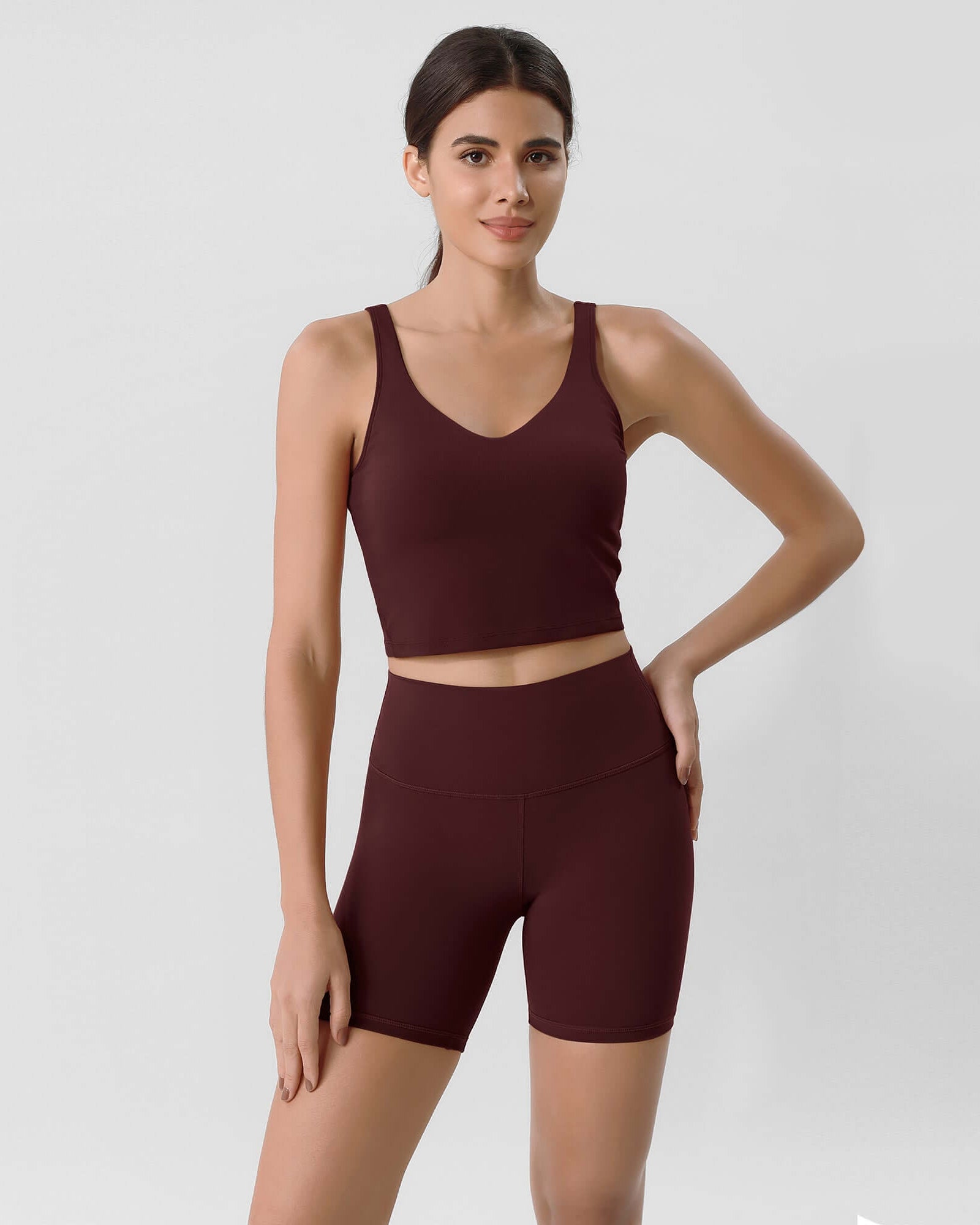 ODLIFT 6 High Waist Biker Shorts Burgundy - ododos